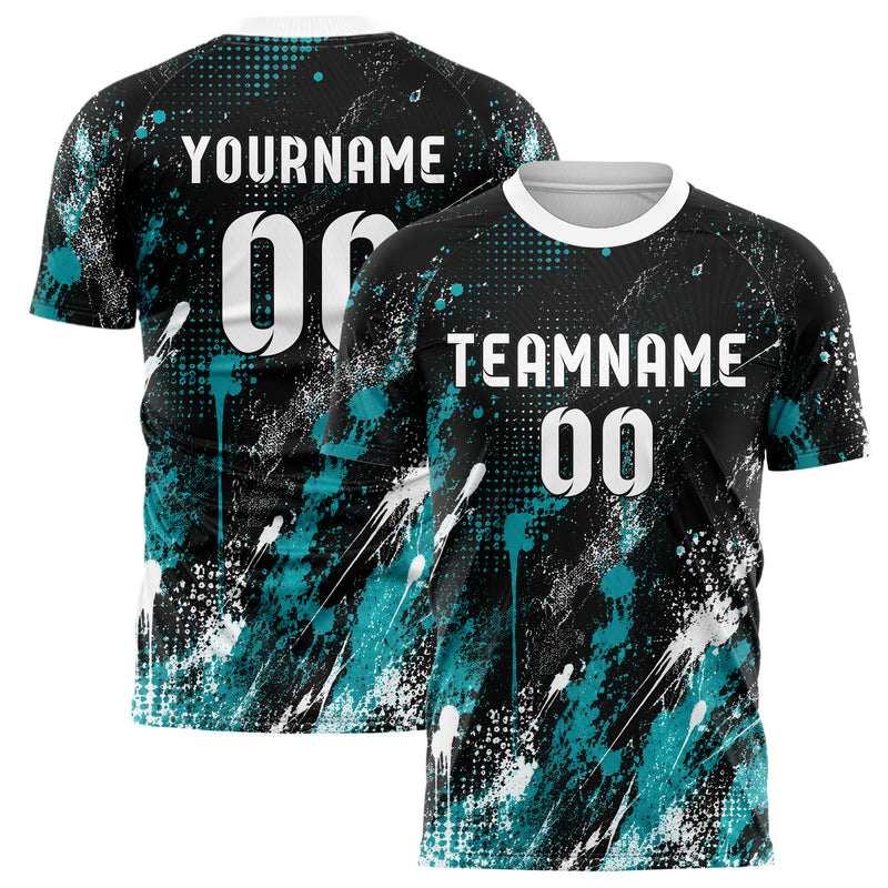 Schwarz lebendiges Graffiti diagonal Paint Flow Design 03-0011 individuelles Fußballtrikot main