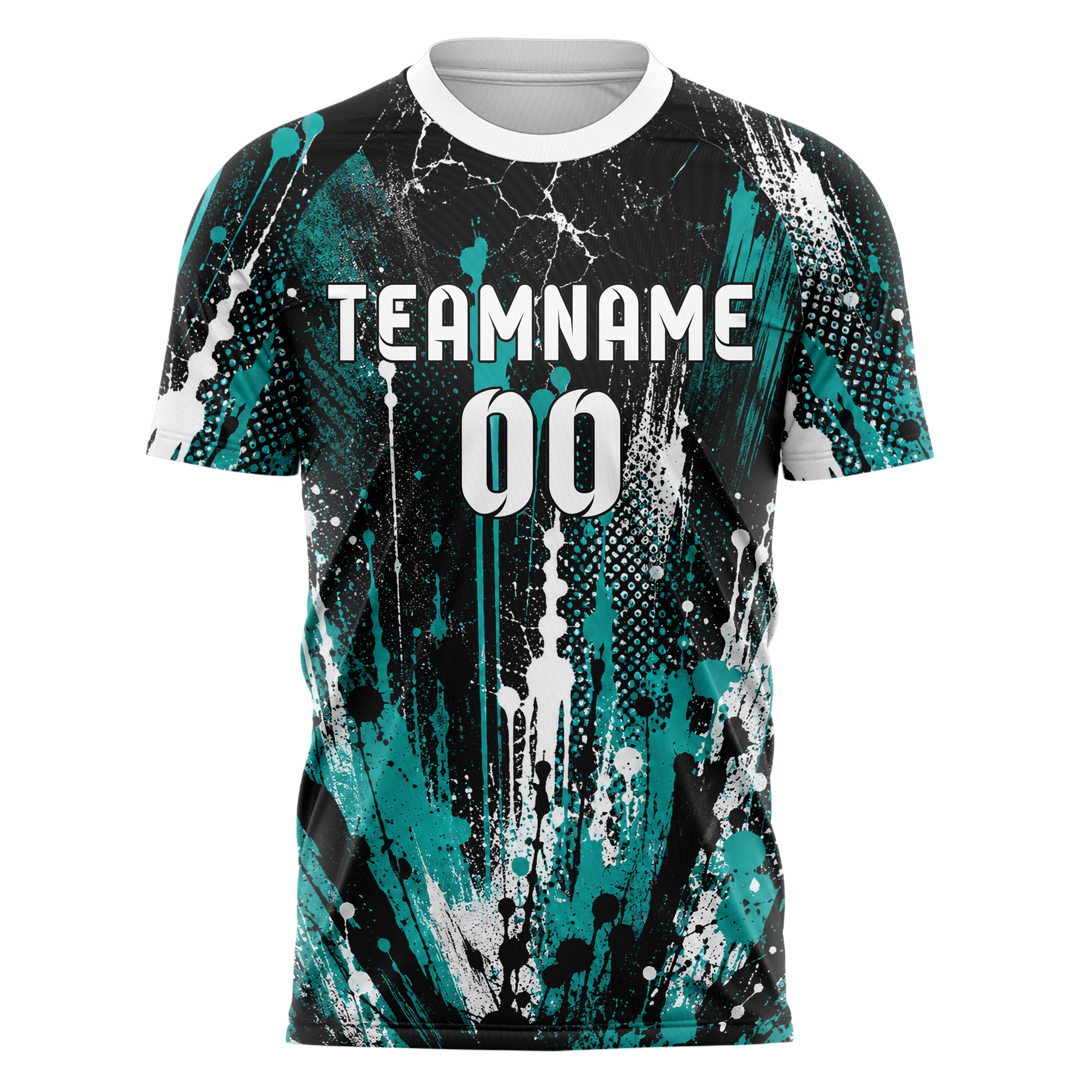 Schwarz lebendiges Graffiti Drip Paint Design 03-0284 individuelles Fußballtrikot front