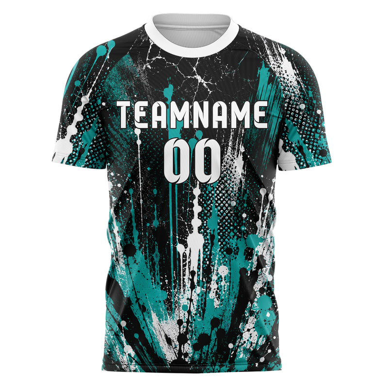 Schwarz lebendiges Graffiti Drip Paint Design 03-0284 individuelles Fußballtrikot front