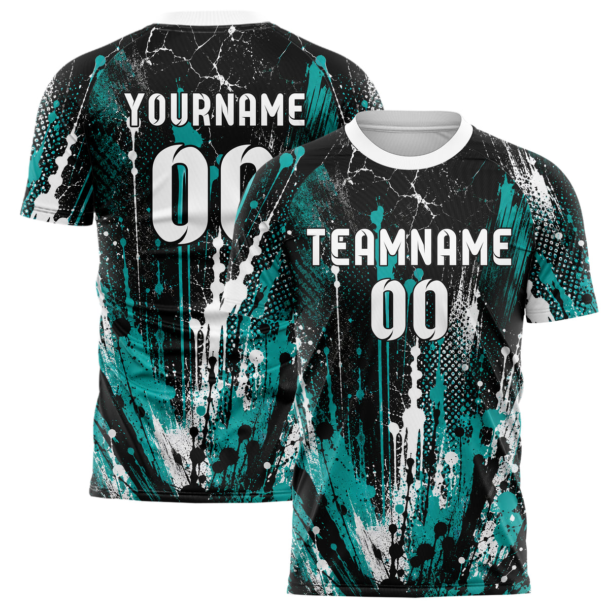 Schwarz lebendiges Graffiti Drip Paint Design 03-0284 individuelles Fußballtrikot main
