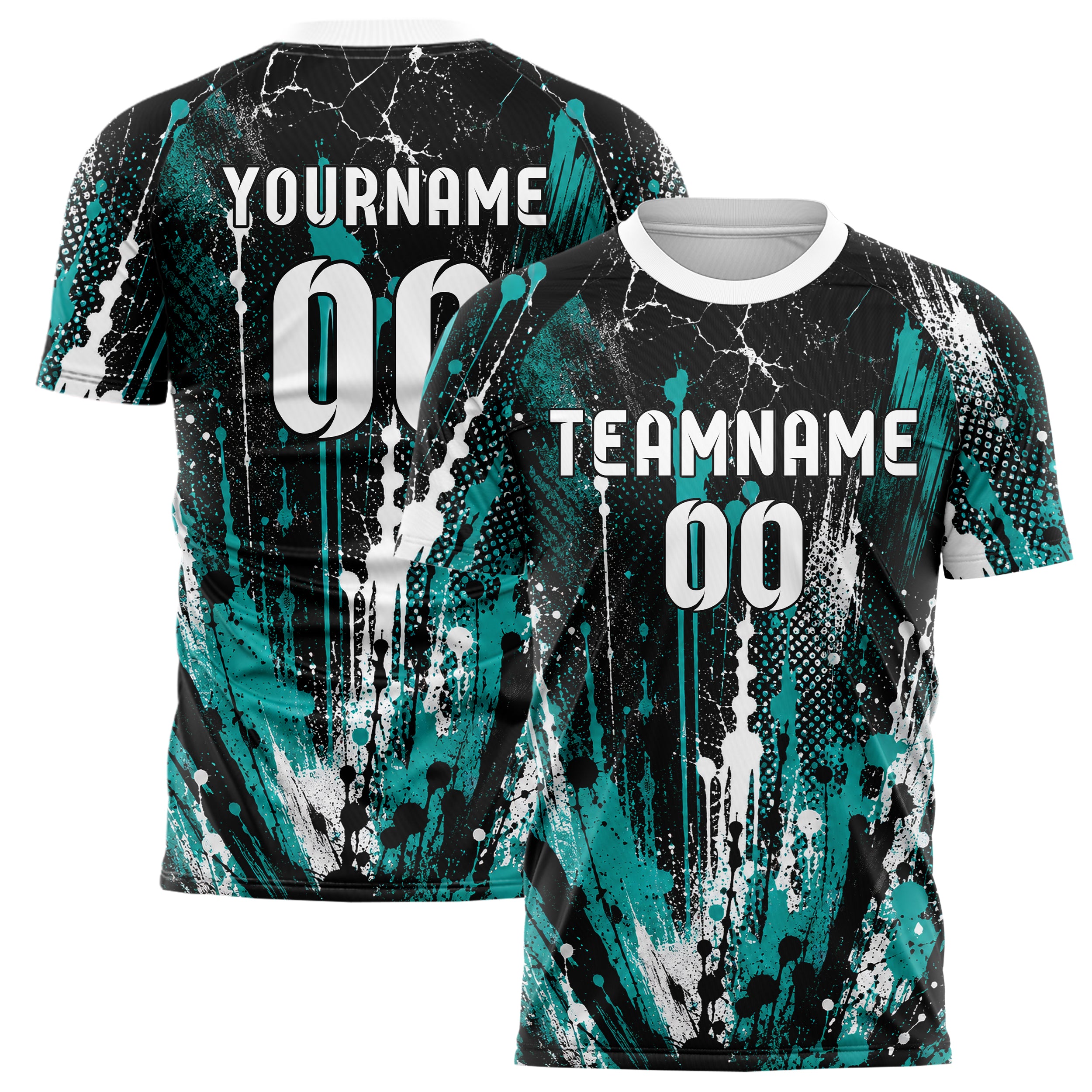 Schwarz lebendiges Graffiti Drip Paint Design 03-0284 individuelles Fußballtrikot main