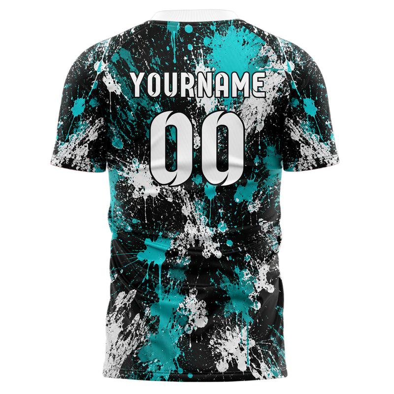 Schwarz lebendiges Graffiti Grunge Smear Design 03-0233 individuelles Fußballtrikot back
