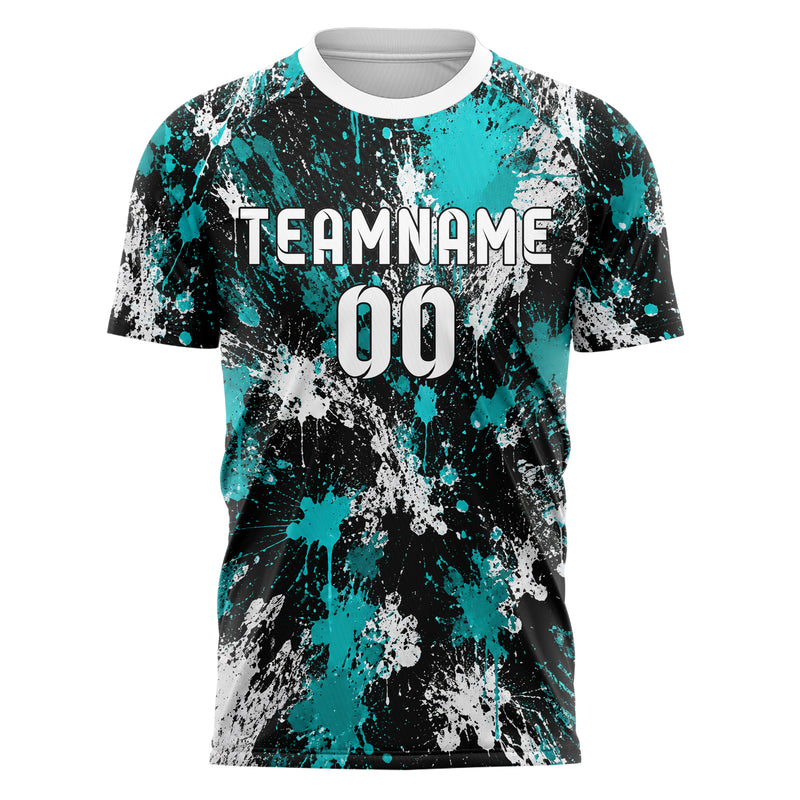 Schwarz lebendiges Graffiti Grunge Smear Design 03-0233 individuelles Fußballtrikot front