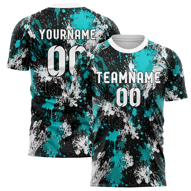 Schwarz lebendiges Graffiti Grunge Smear Design 03-0233 individuelles Fußballtrikot main