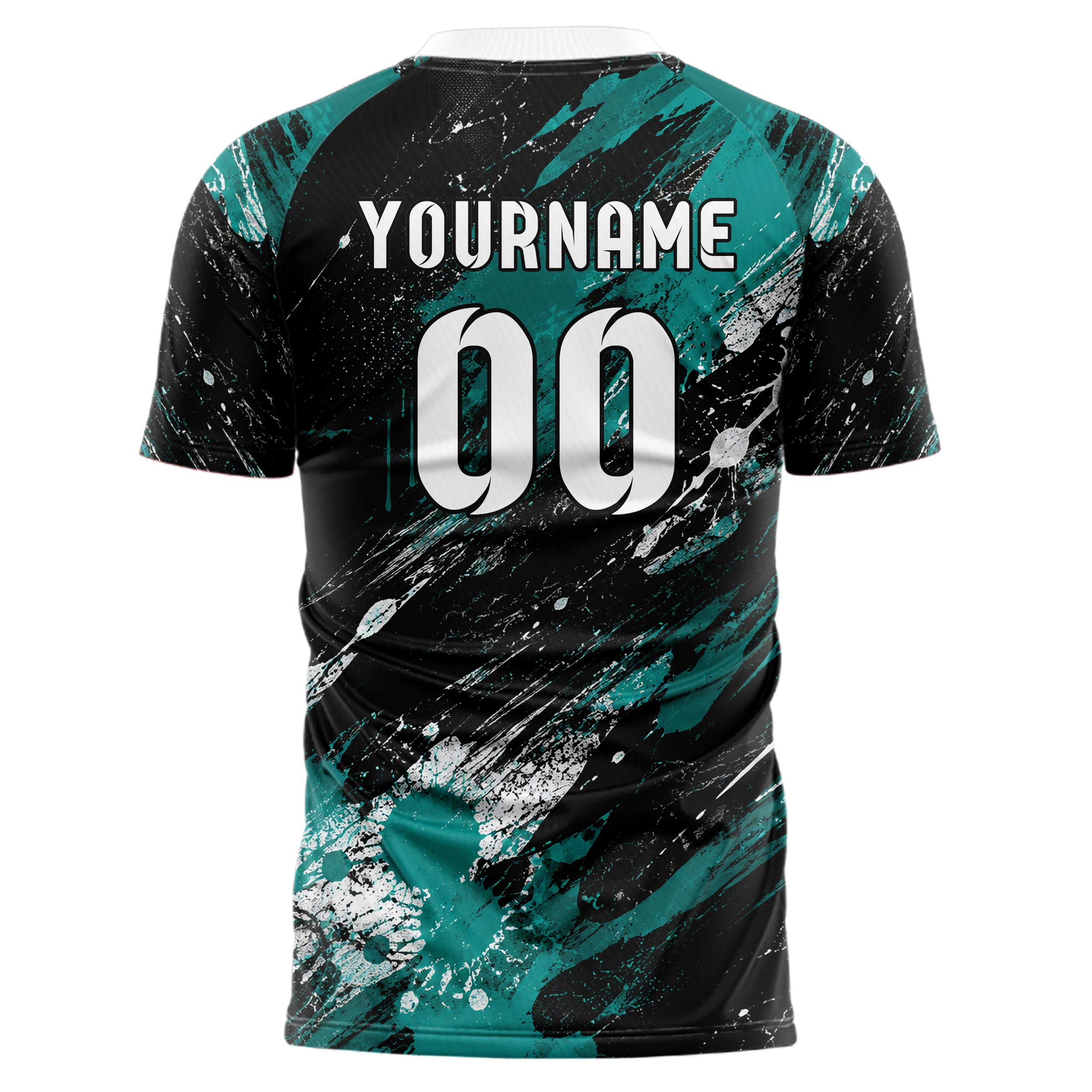 Schwarz lebendiges Graffiti Ink Splash Design 03-0029 individuelles Fußballtrikot back