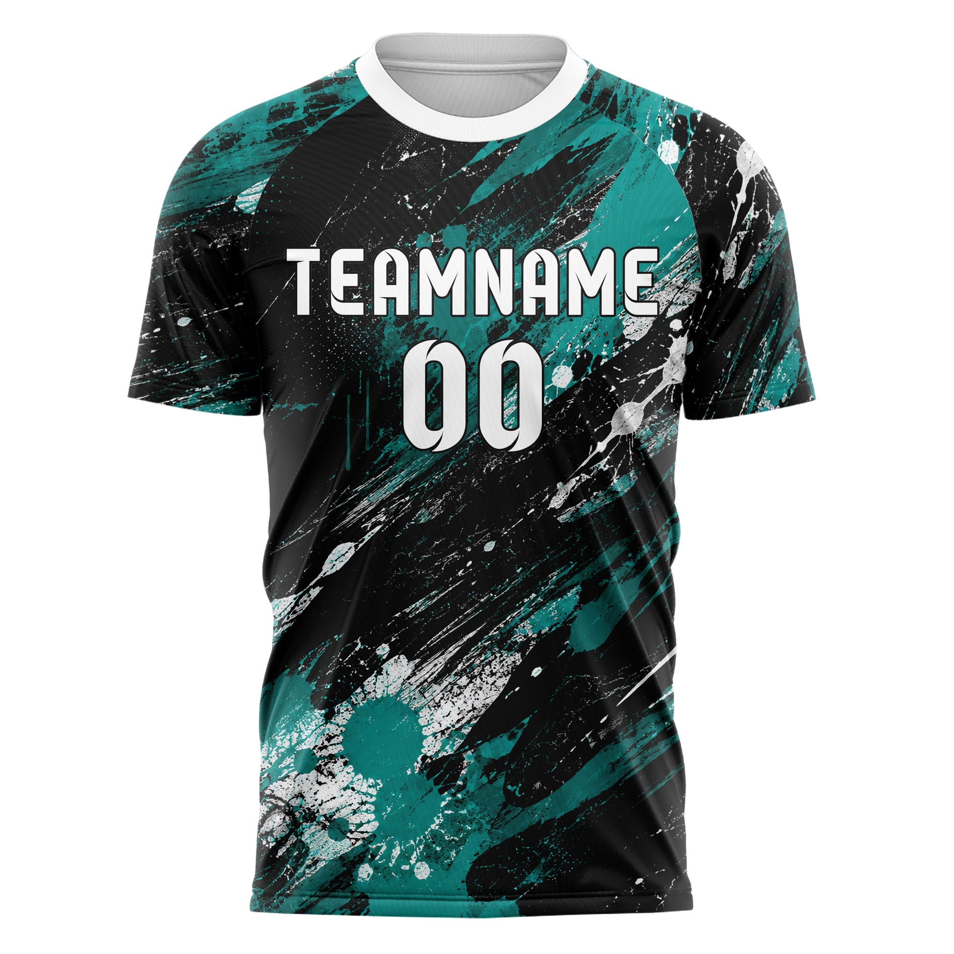 Schwarz lebendiges Graffiti Ink Splash Design 03-0029 individuelles Fußballtrikot front