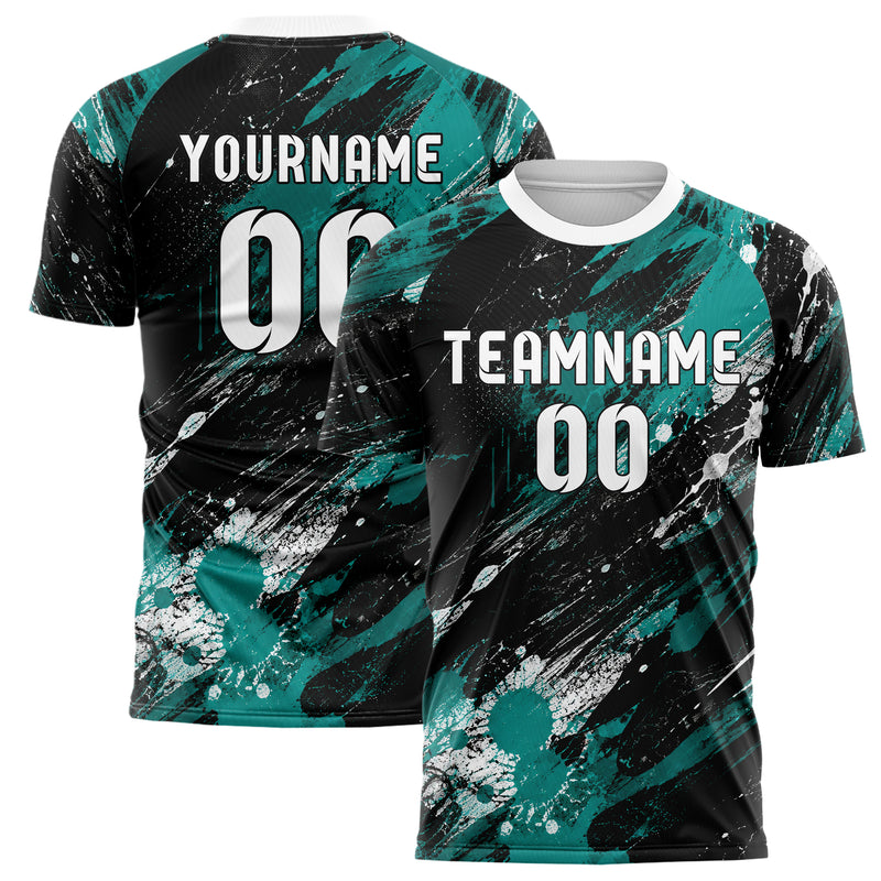Schwarz lebendiges Graffiti Ink Splash Design 03-0029 individuelles Fußballtrikot main