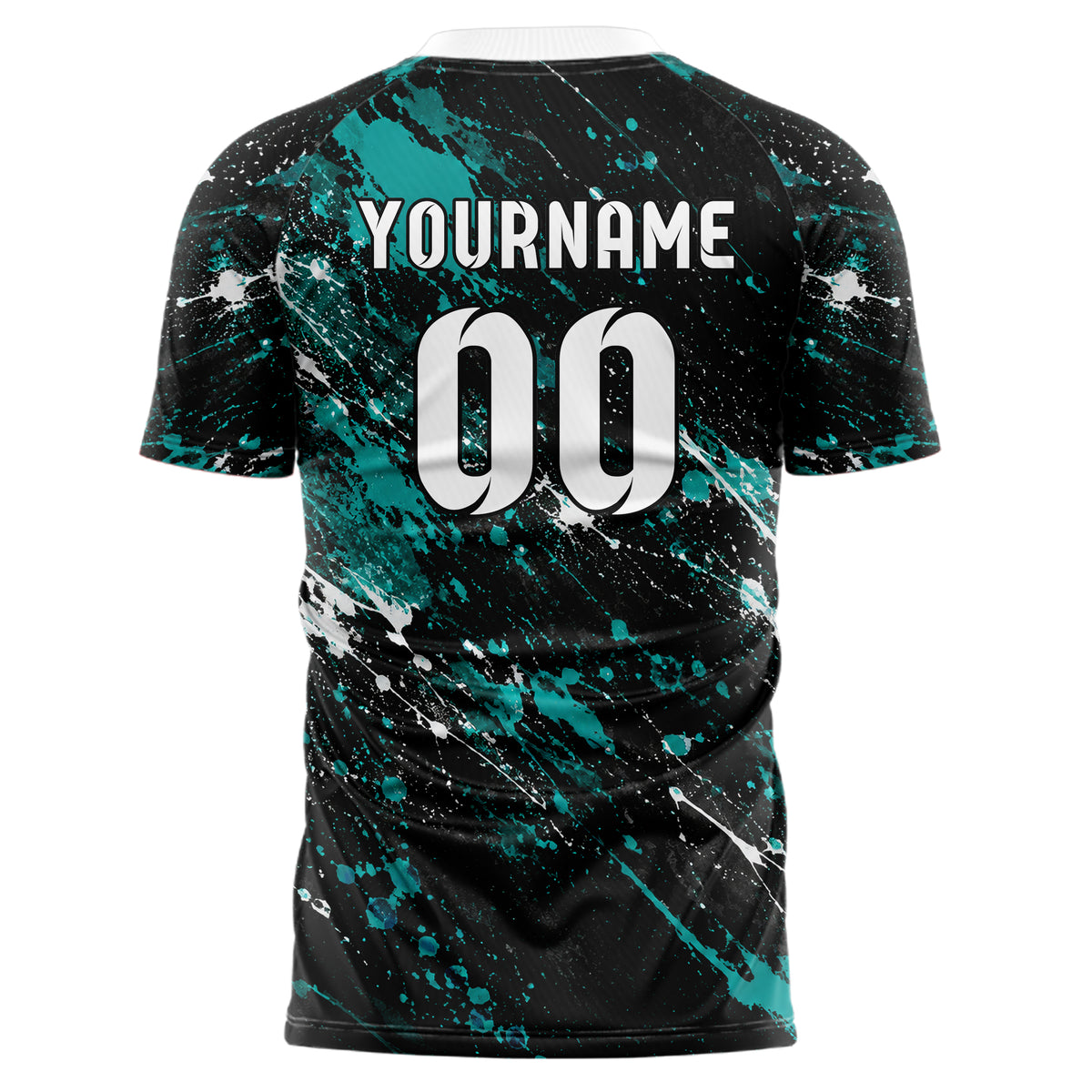 Schwarz lebendiges Graffiti Ink Splash Design 03-0077 individuelles Fußballtrikot back