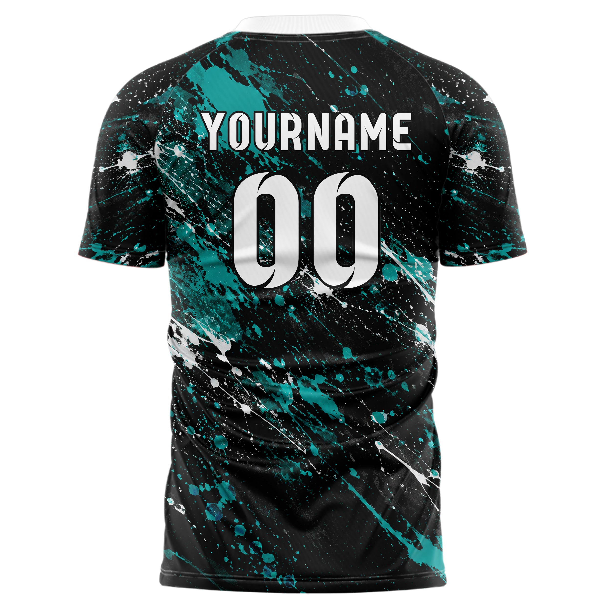 Schwarz lebendiges Graffiti Ink Splash Design 03-0077 individuelles Fußballtrikot back
