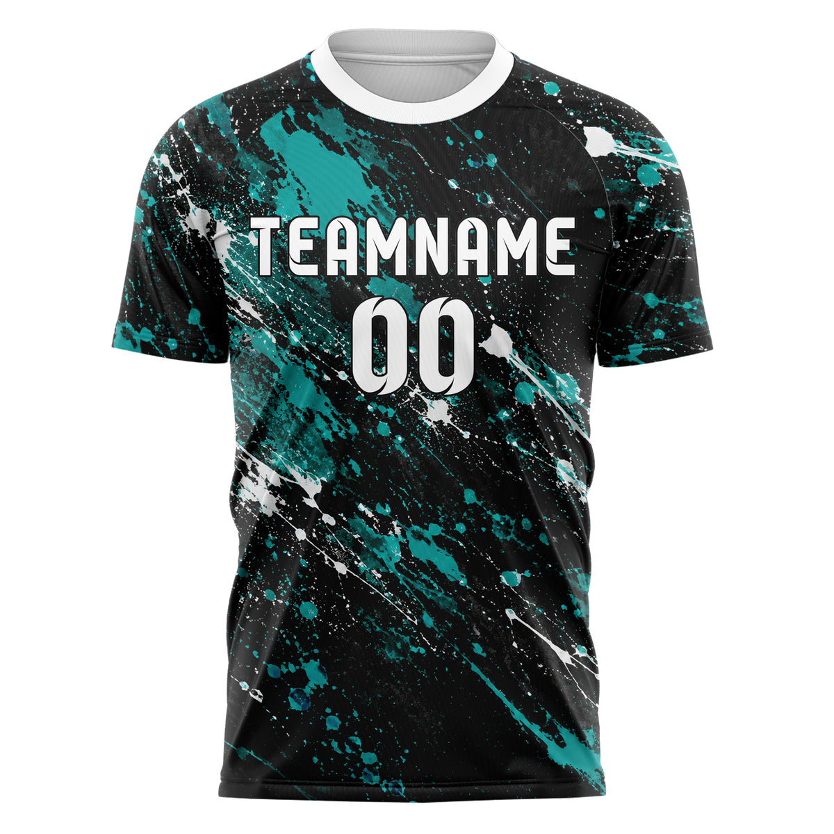 Schwarz lebendiges Graffiti Ink Splash Design 03-0077 individuelles Fußballtrikot front