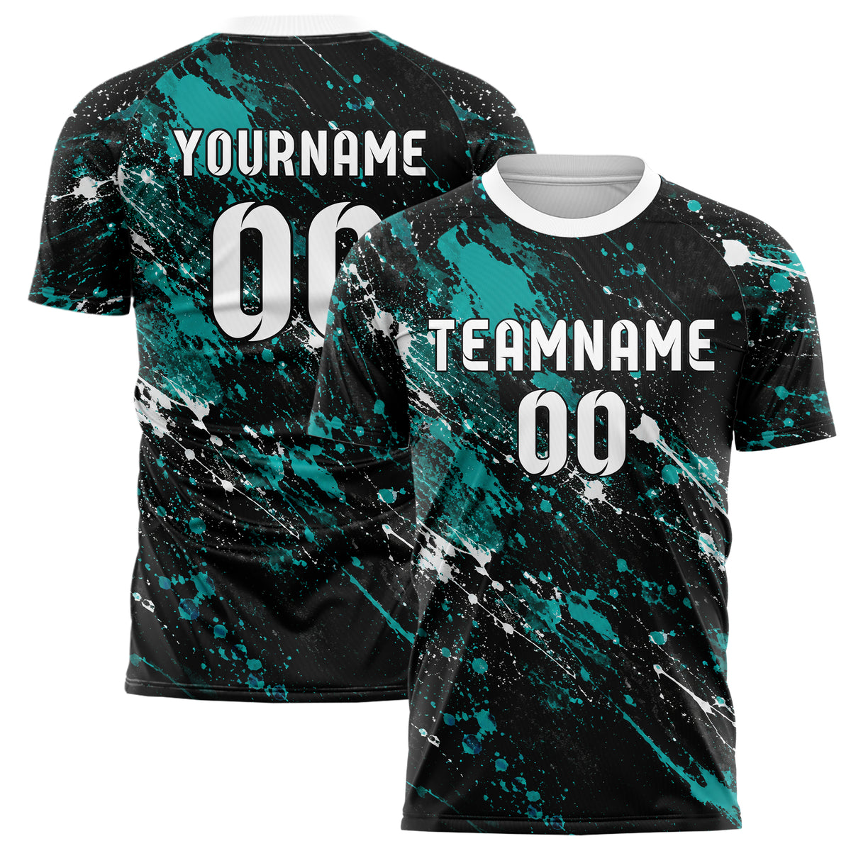 Schwarz lebendiges Graffiti Ink Splash Design 03-0077 individuelles Fußballtrikot main