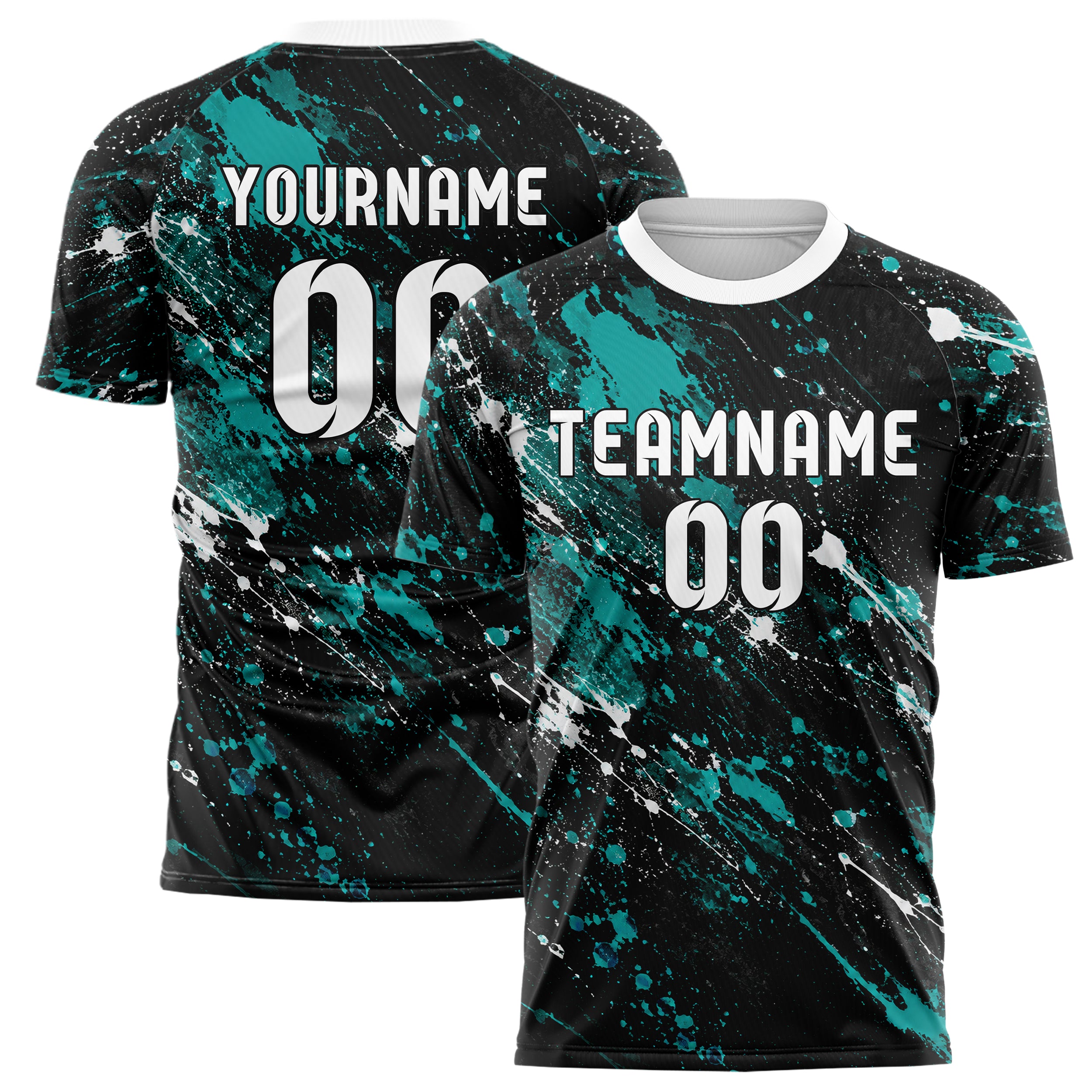 Schwarz lebendiges Graffiti Ink Splash Design 03-0077 individuelles Fußballtrikot main