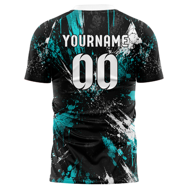 Schwarz lebendiges Graffiti Ink Splash Design 03-0341 individuelles Fußballtrikot back
