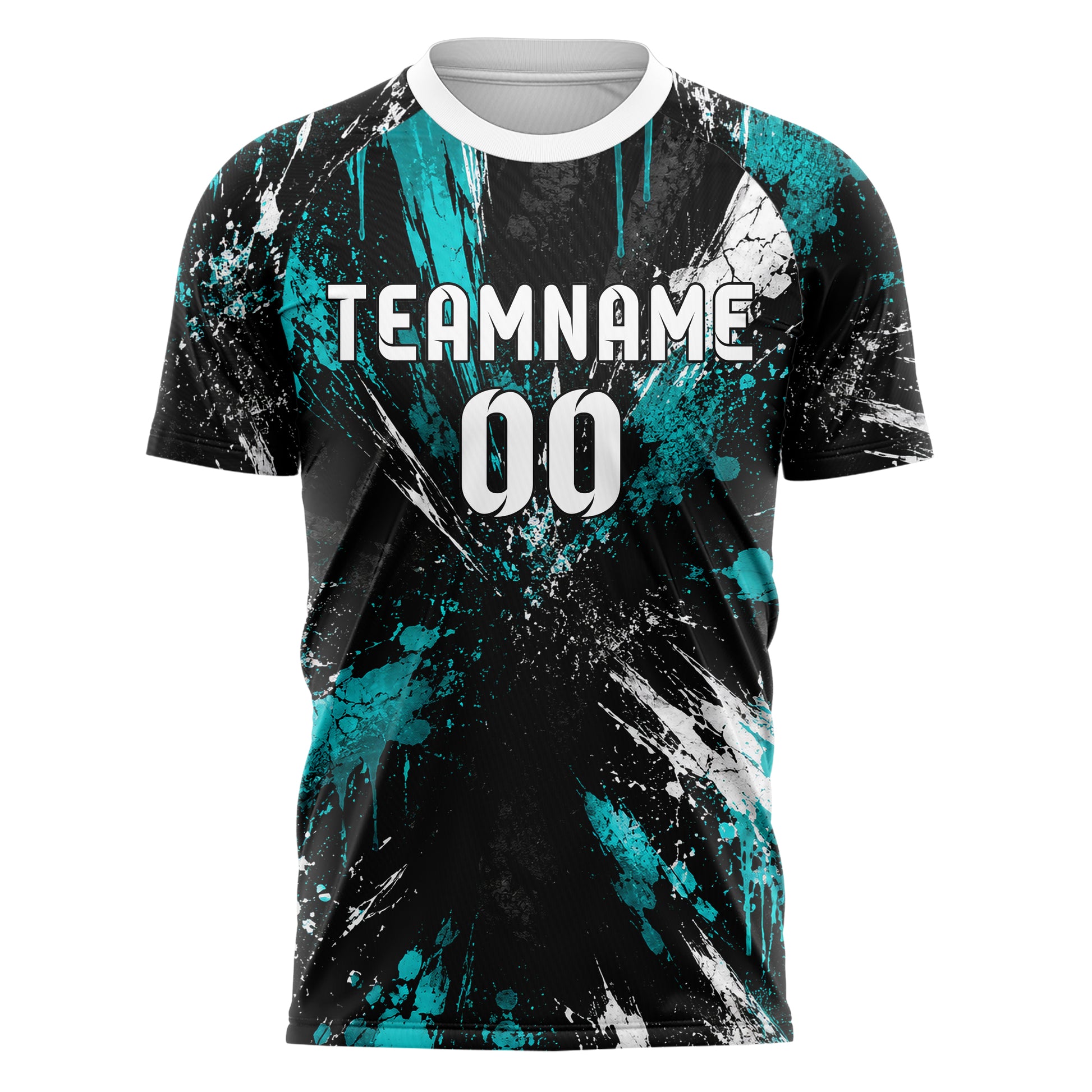 Schwarz lebendiges Graffiti Ink Splash Design 03-0341 individuelles Fußballtrikot front