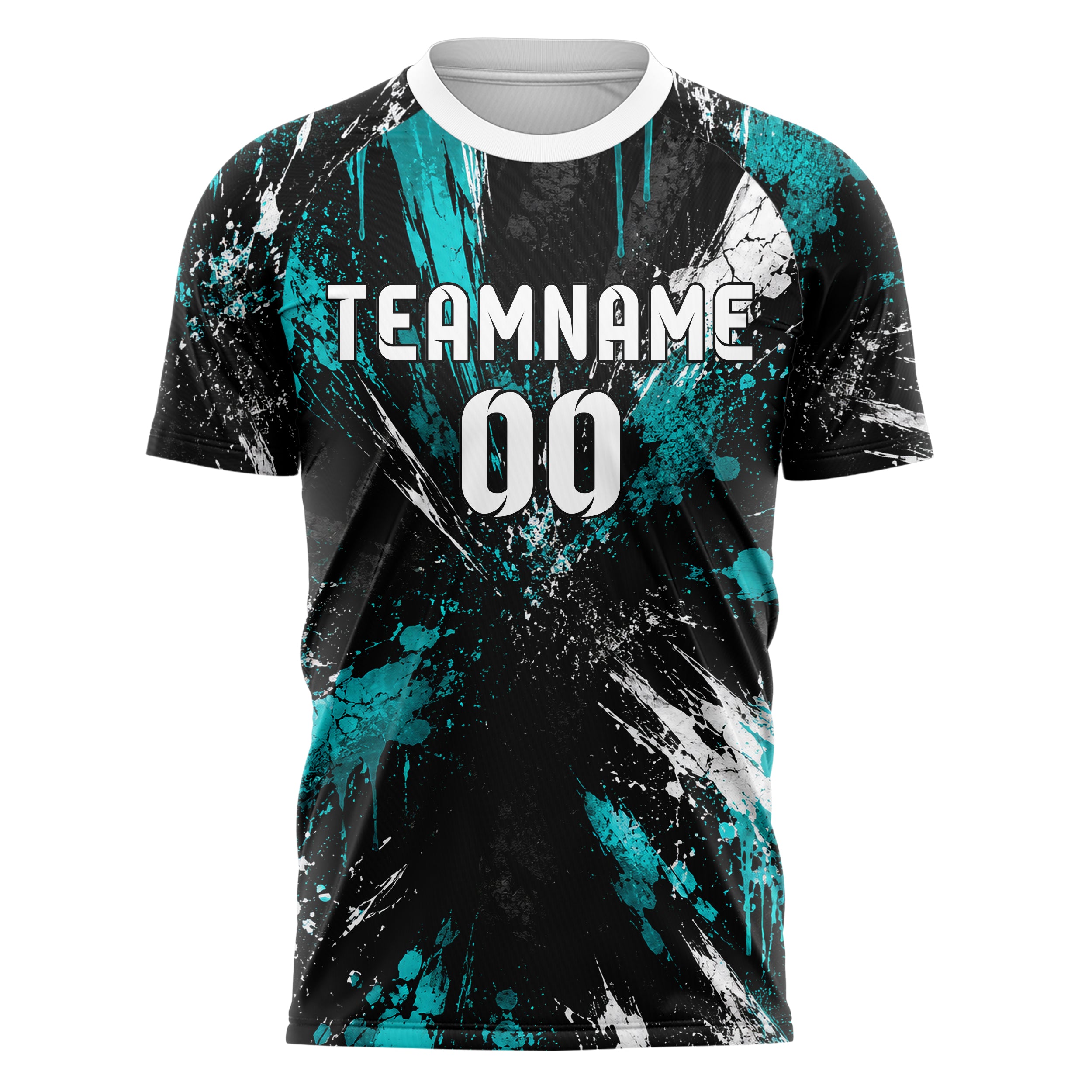 Schwarz lebendiges Graffiti Ink Splash Design 03-0341 individuelles Fußballtrikot front