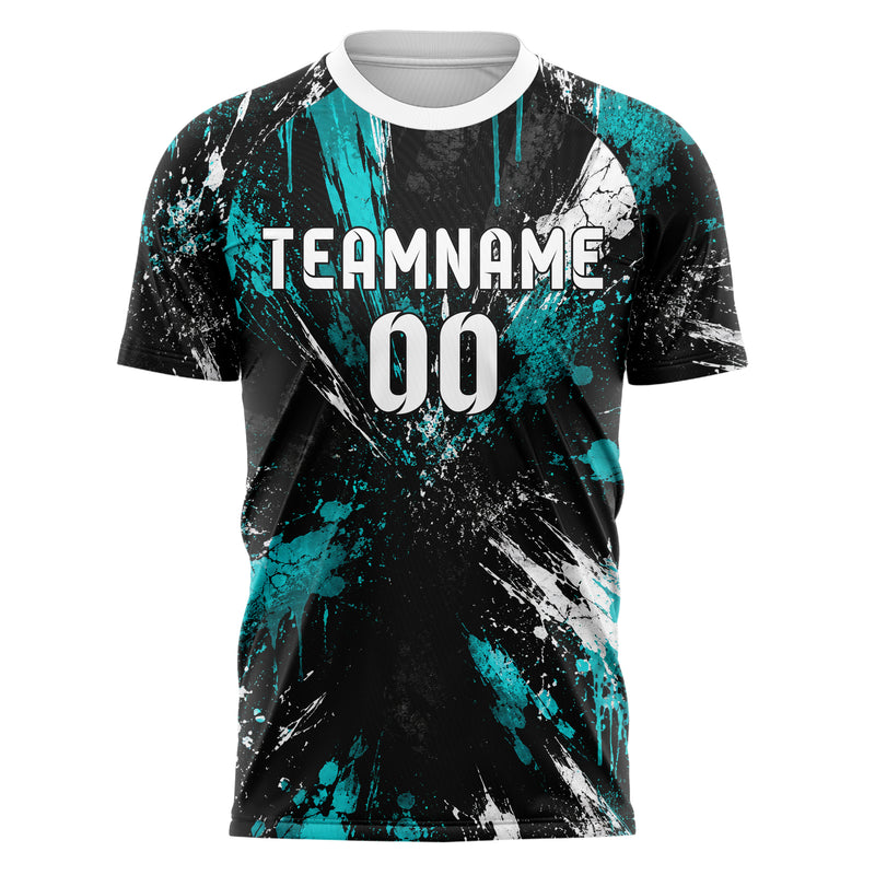 Schwarz lebendiges Graffiti Ink Splash Design 03-0341 individuelles Fußballtrikot front