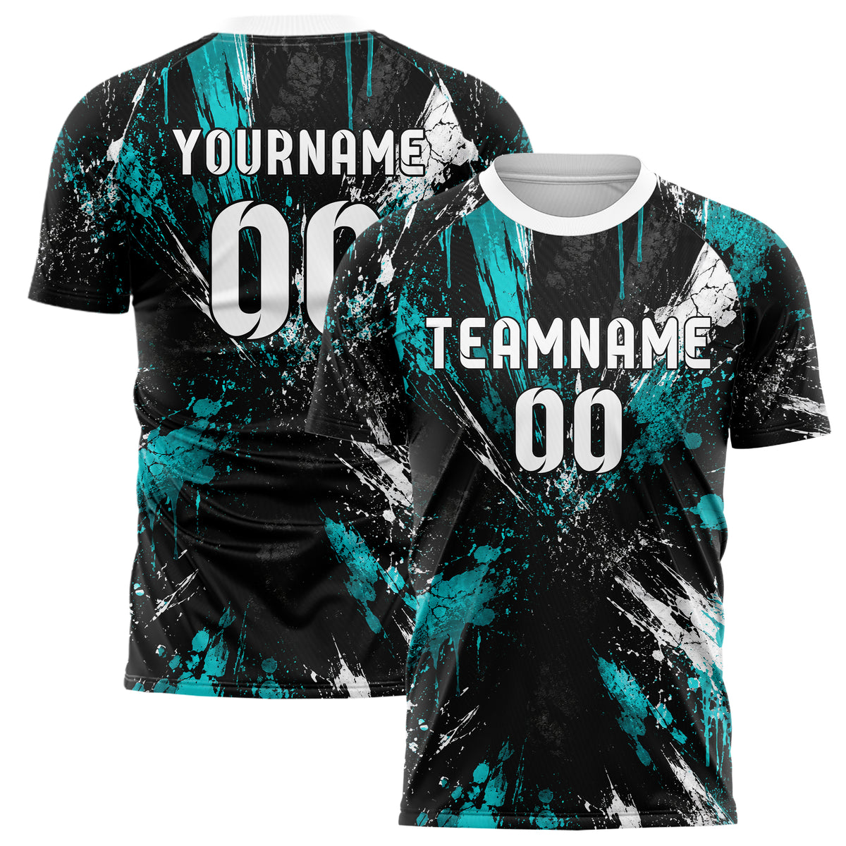 Schwarz lebendiges Graffiti Ink Splash Design 03-0341 individuelles Fußballtrikot main