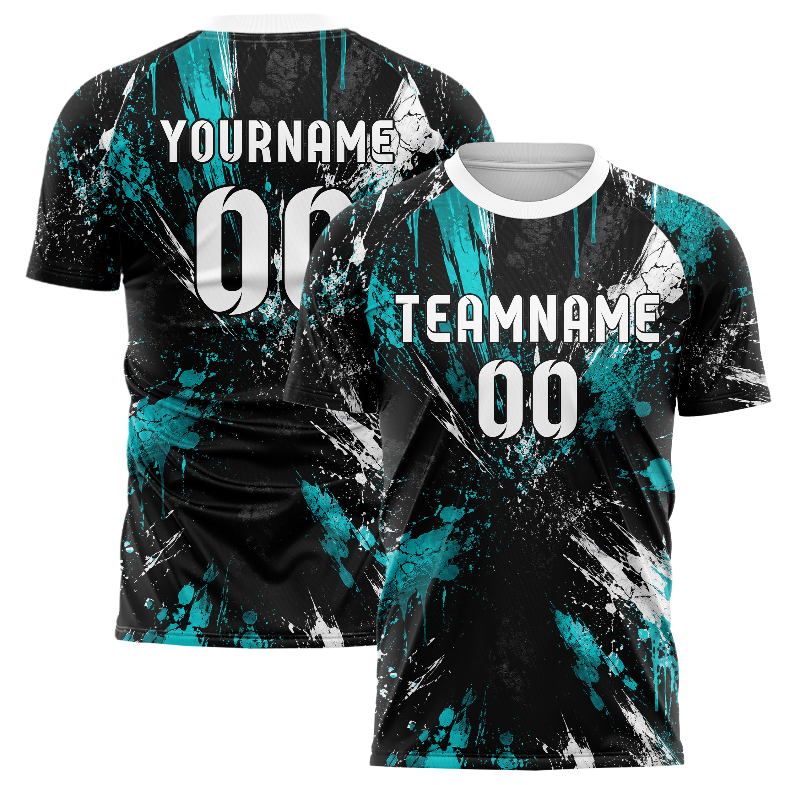 Schwarz lebendiges Graffiti Ink Splash Design 03-0341 individuelles Fußballtrikot main