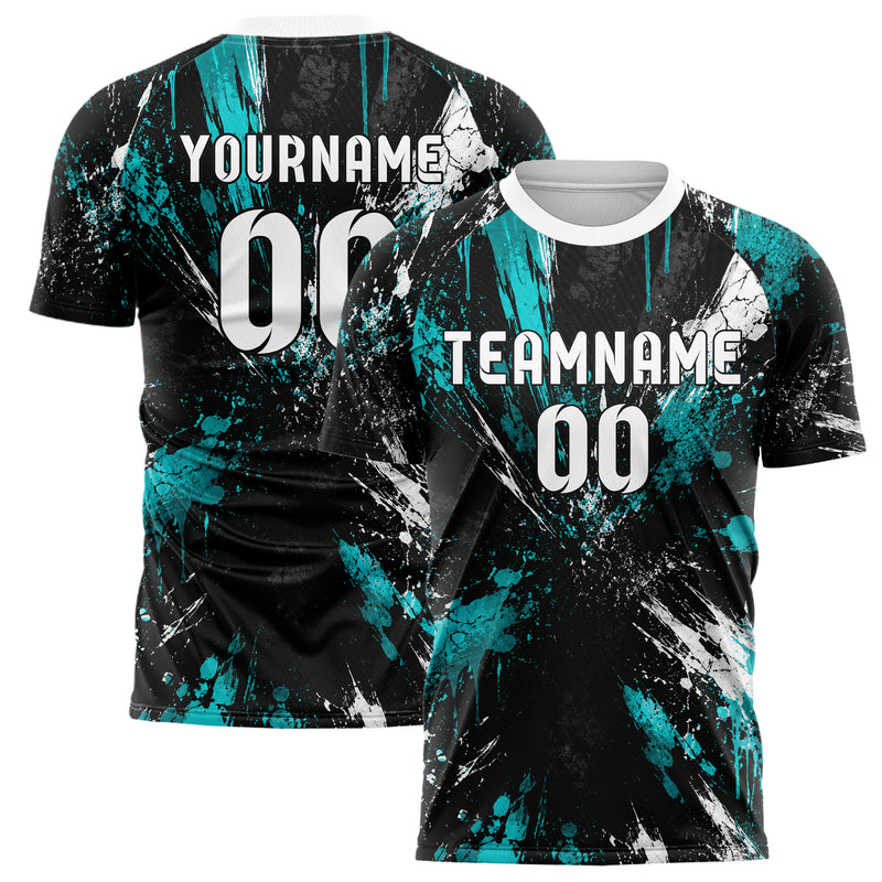 Schwarz lebendiges Graffiti Ink Splash Design 03-0341 individuelles Fußballtrikot main