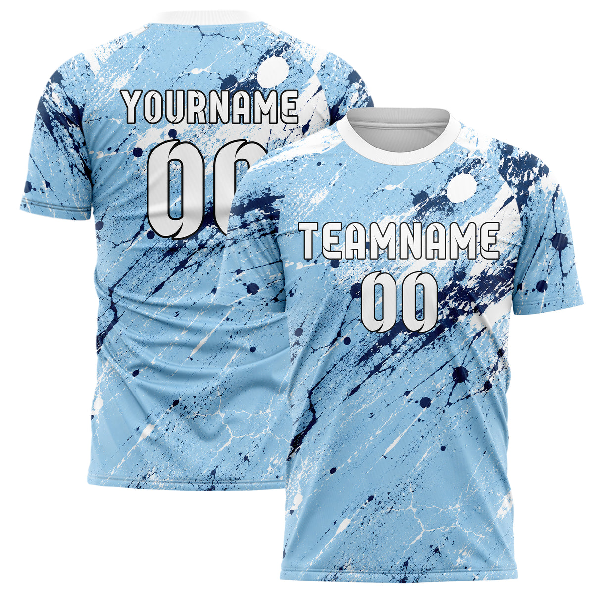 Hellblau klassisches Graffiti Center Burst Splatter Design 03-0367 individuelles Fußballtrikot main