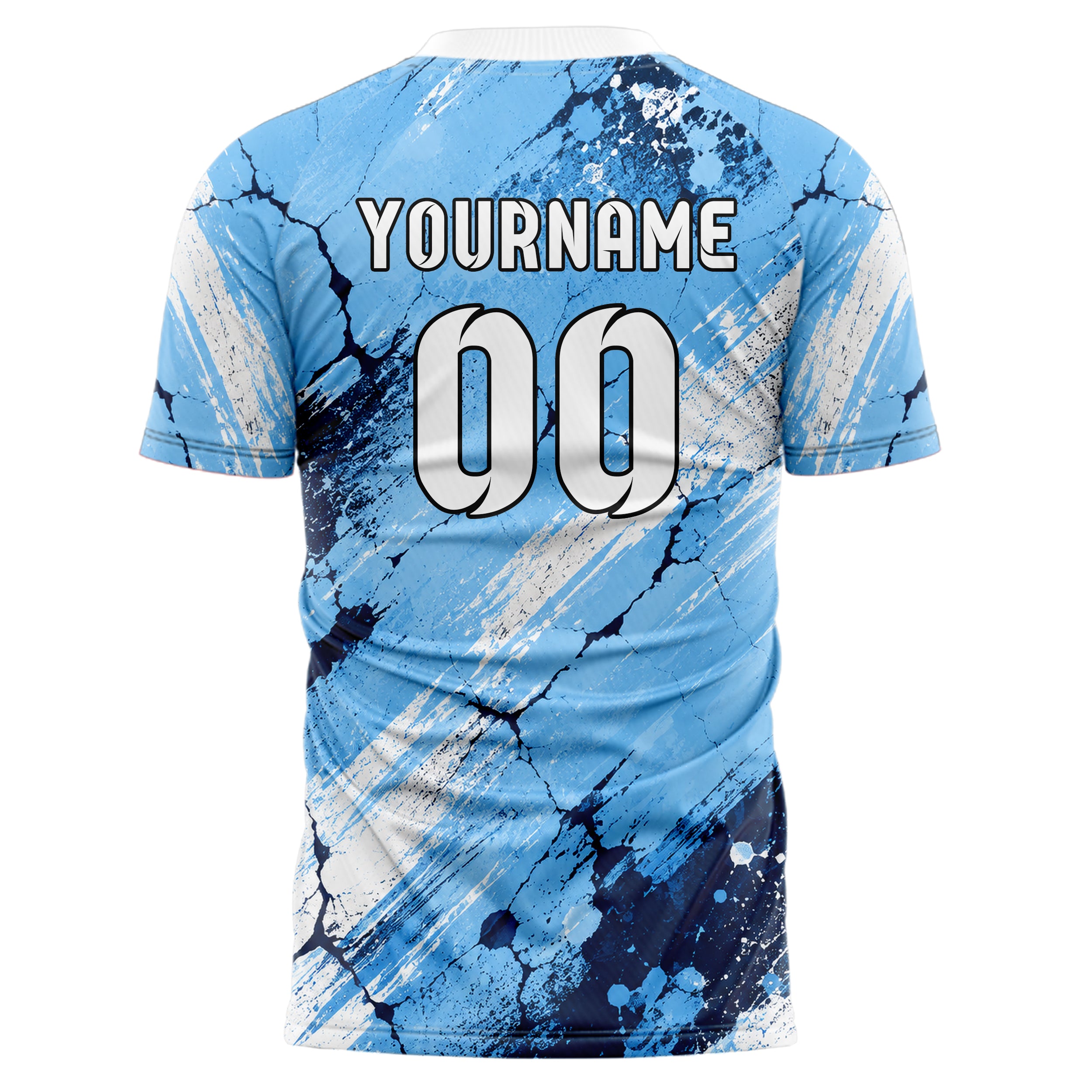 Hellblau klassisches Graffiti Cracked Texture Design 03-0058 individuelles Fußballtrikot back