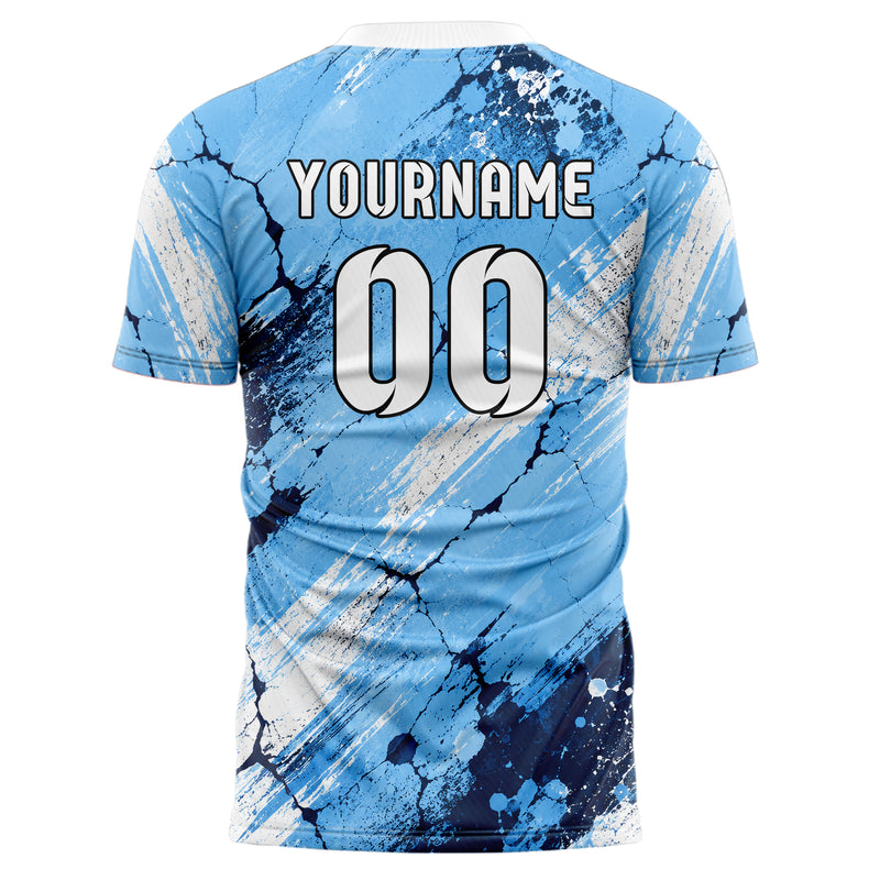 Hellblau klassisches Graffiti Cracked Texture Design 03-0058 individuelles Fußballtrikot back