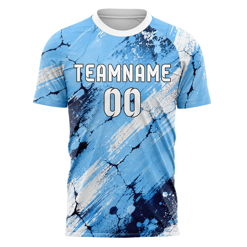 Hellblau klassisches Graffiti Cracked Texture Design 03-0058 individuelles Fußballtrikot front