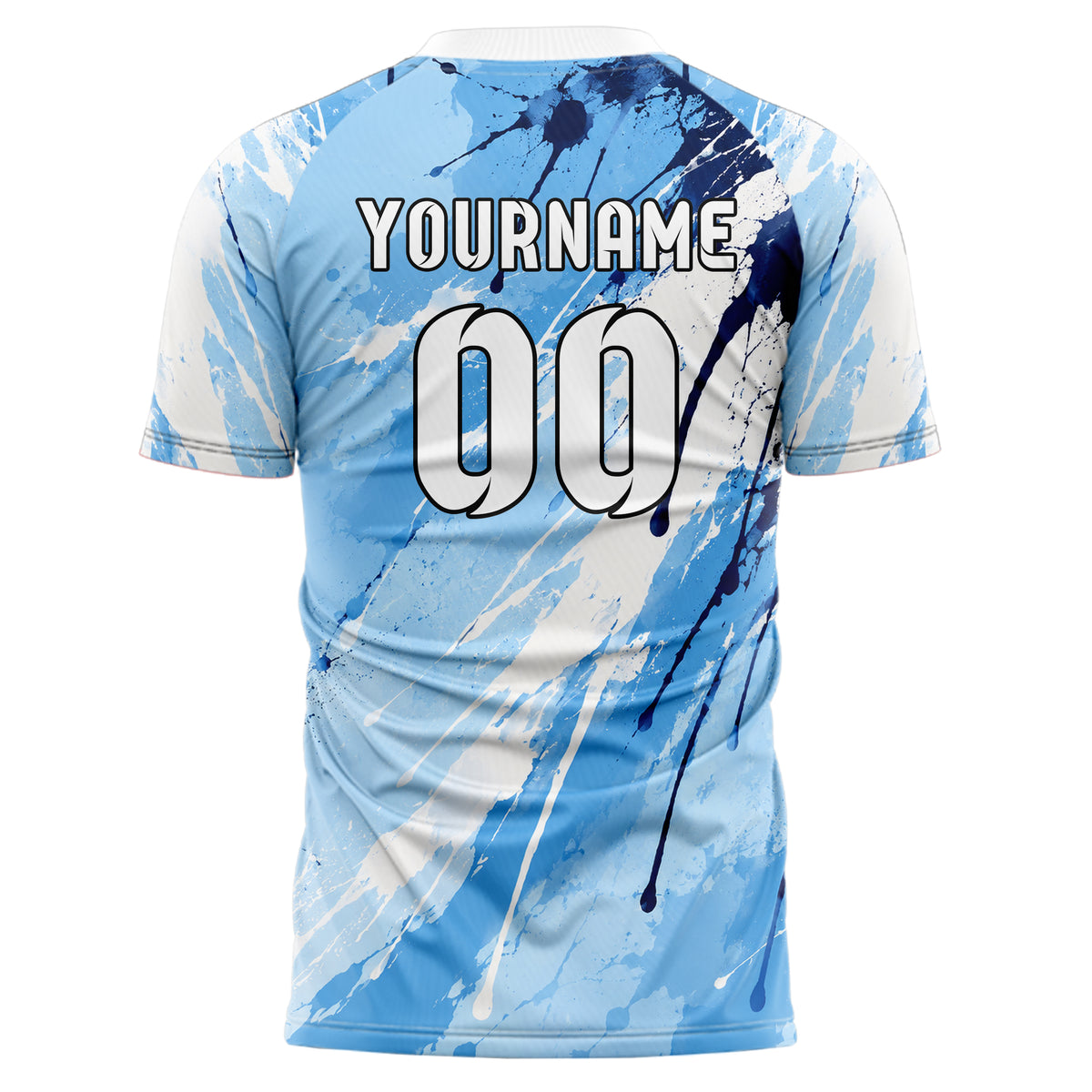 Hellblau klassisches Graffiti Drip Paint Design 03-0124 individuelles Fußballtrikot back