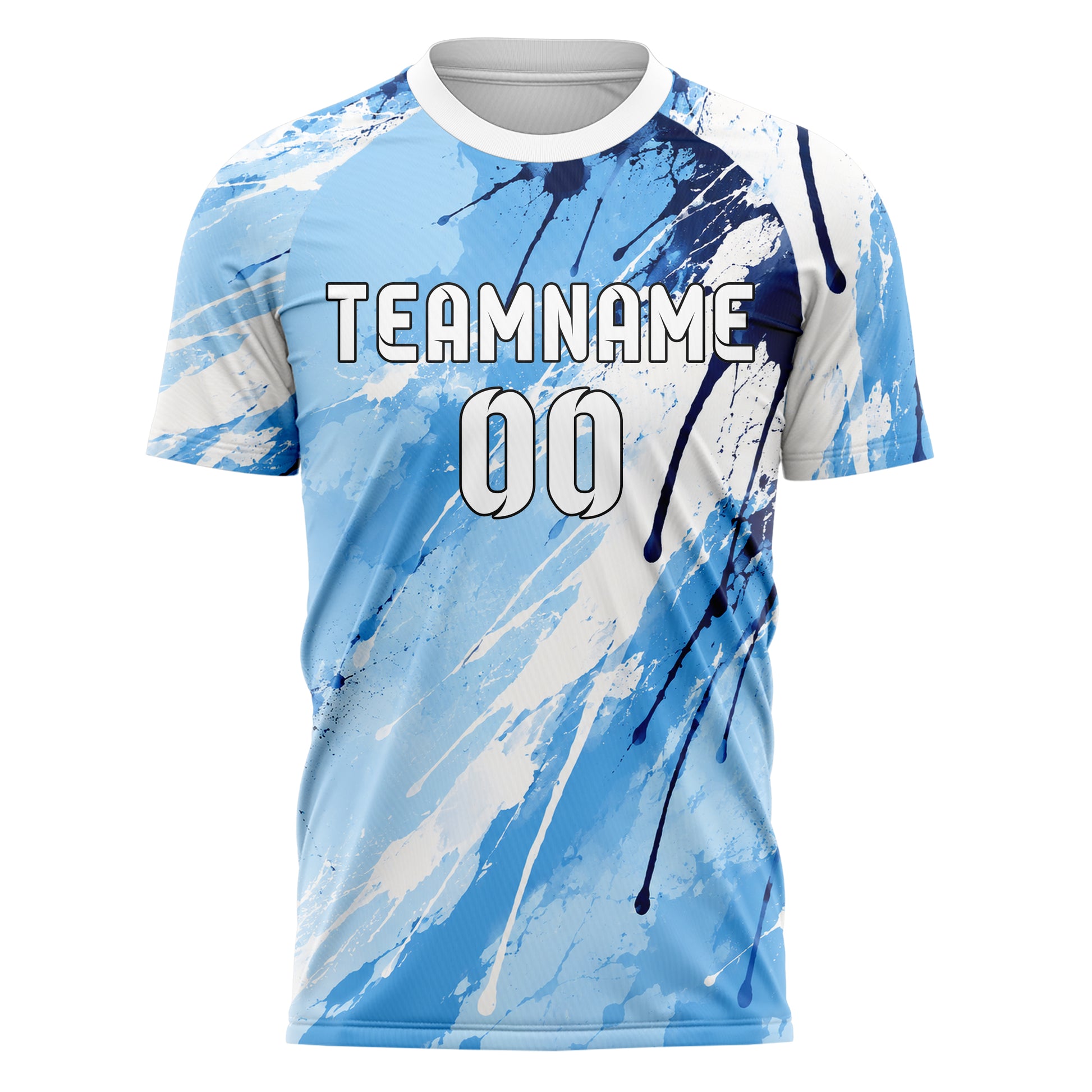 Hellblau klassisches Graffiti Drip Paint Design 03-0124 individuelles Fußballtrikot front