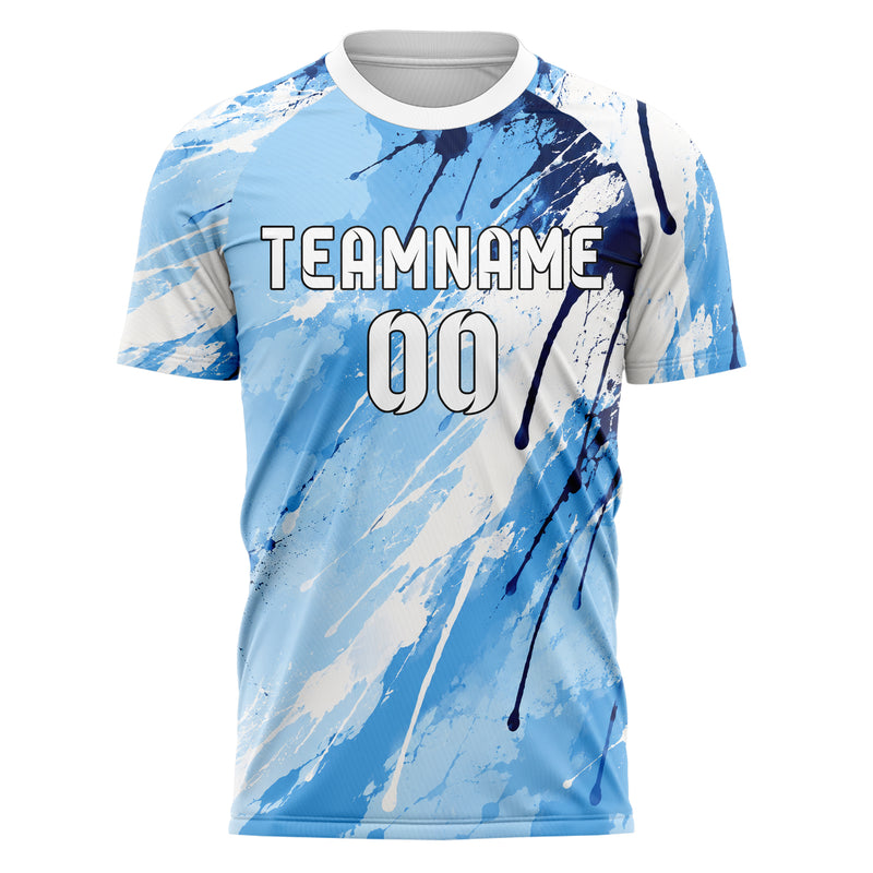 Hellblau klassisches Graffiti Drip Paint Design 03-0124 individuelles Fußballtrikot front
