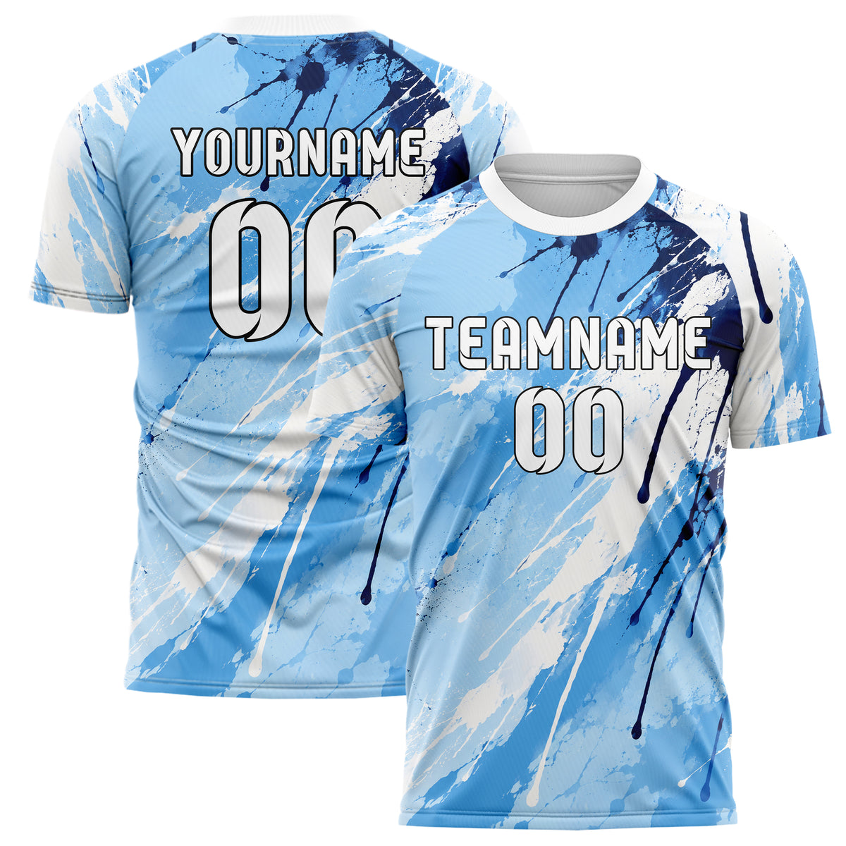 Hellblau klassisches Graffiti Drip Paint Design 03-0124 individuelles Fußballtrikot main
