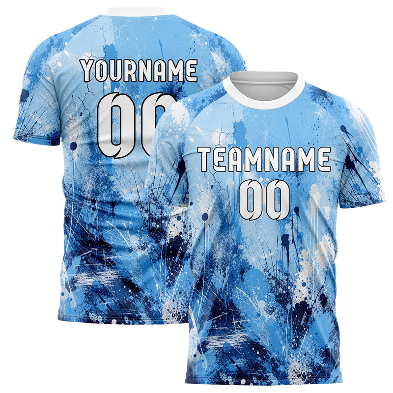 Hellblau klassisches Graffiti Ink Splash Design 03-0109 individuelles Fußballtrikot main