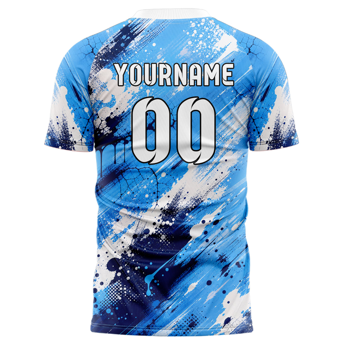 Hellblau klassisches Graffiti Ink Splash Design 03-0181 individuelles Fußballtrikot back