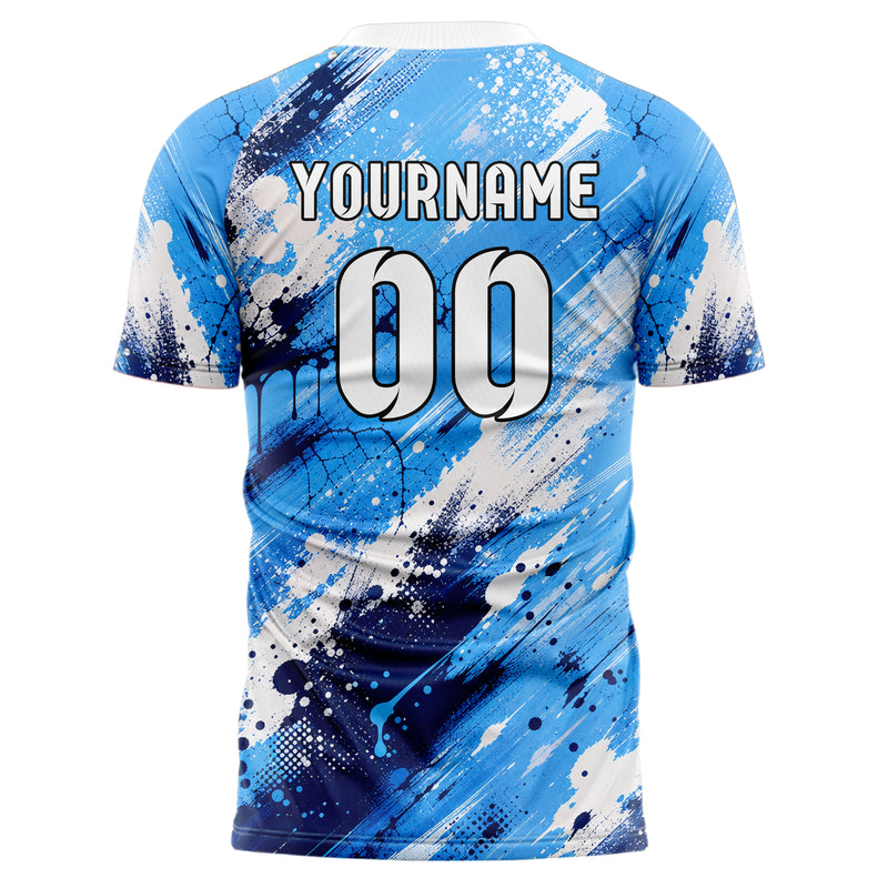 Hellblau klassisches Graffiti Ink Splash Design 03-0181 individuelles Fußballtrikot back