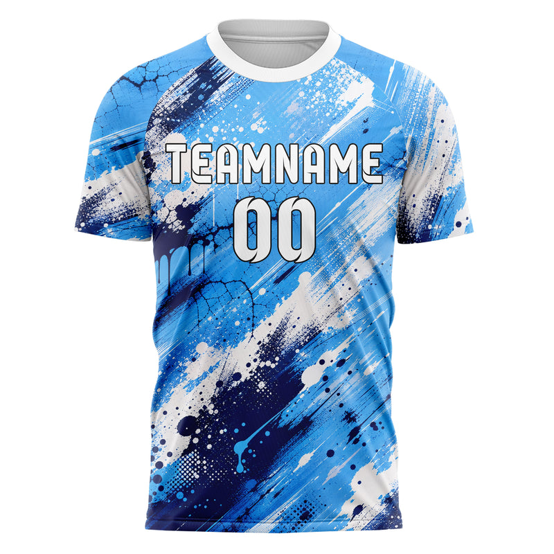 Hellblau klassisches Graffiti Ink Splash Design 03-0181 individuelles Fußballtrikot front