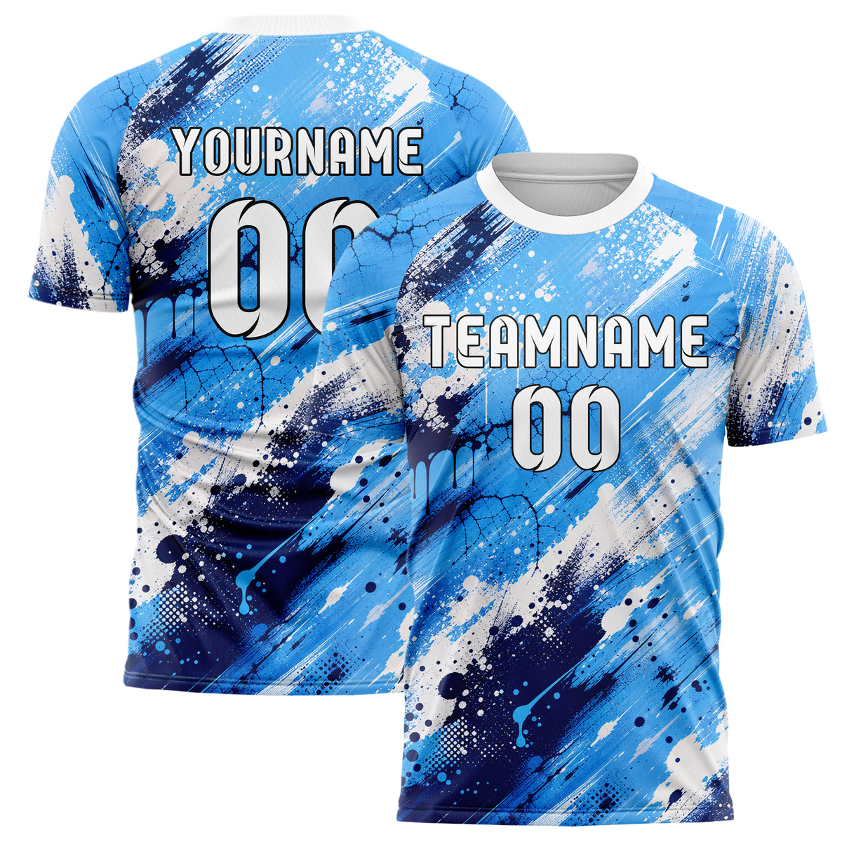 Hellblau klassisches Graffiti Ink Splash Design 03-0181 individuelles Fußballtrikot main