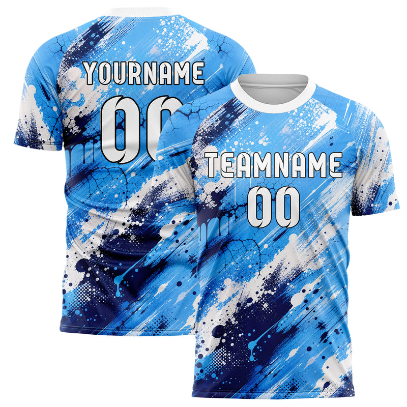 Hellblau klassisches Graffiti Ink Splash Design 03-0181 individuelles Fußballtrikot main