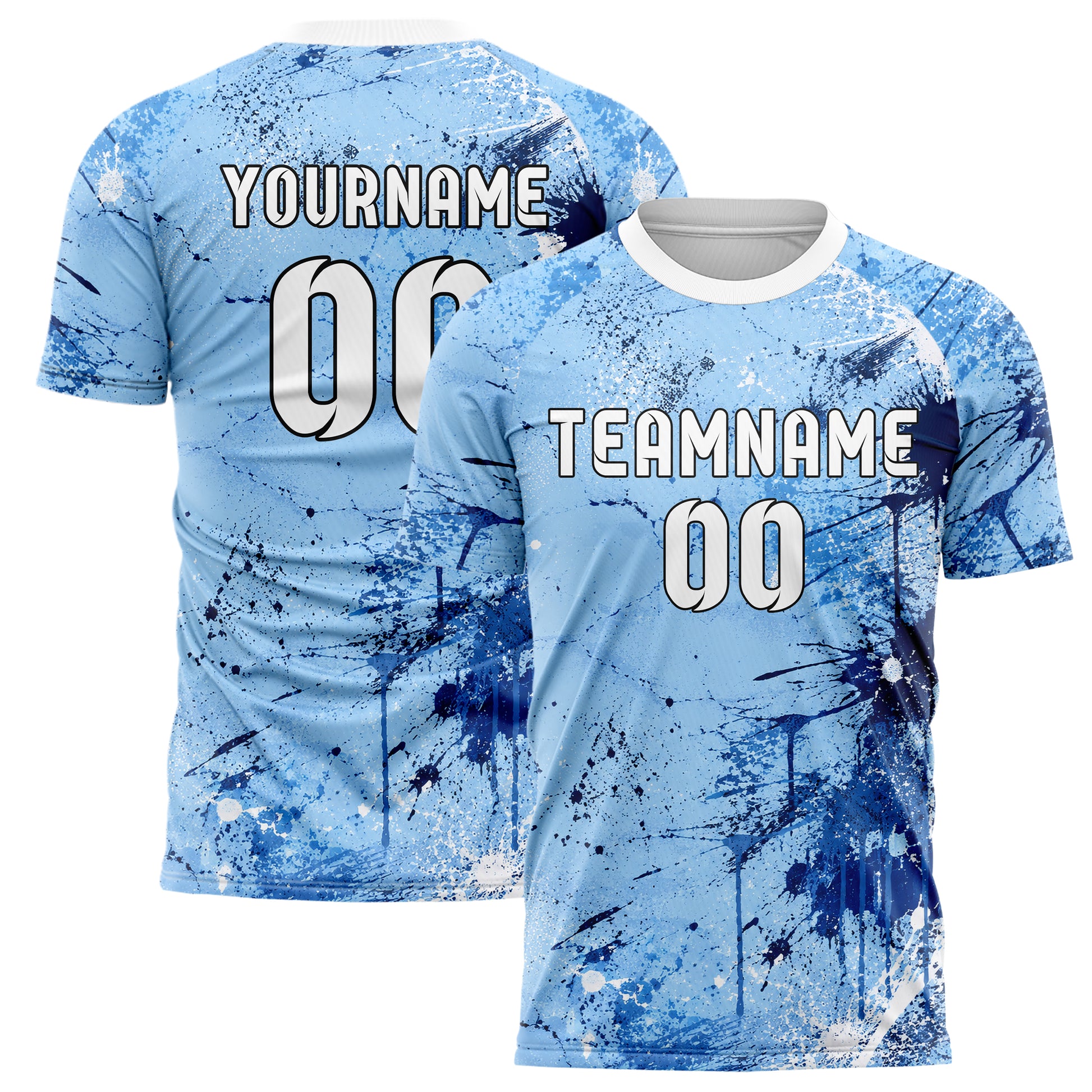 Hellblau klassisches Graffiti Spray Splatter Design 03-0088 individuelles Fußballtrikot main