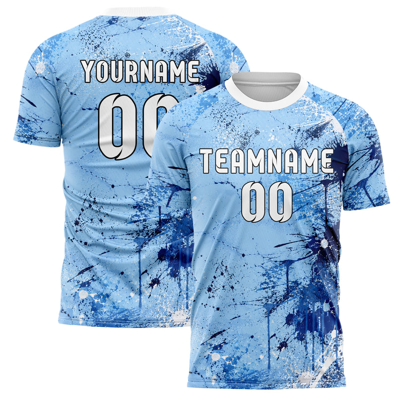Hellblau klassisches Graffiti Spray Splatter Design 03-0088 individuelles Fußballtrikot main