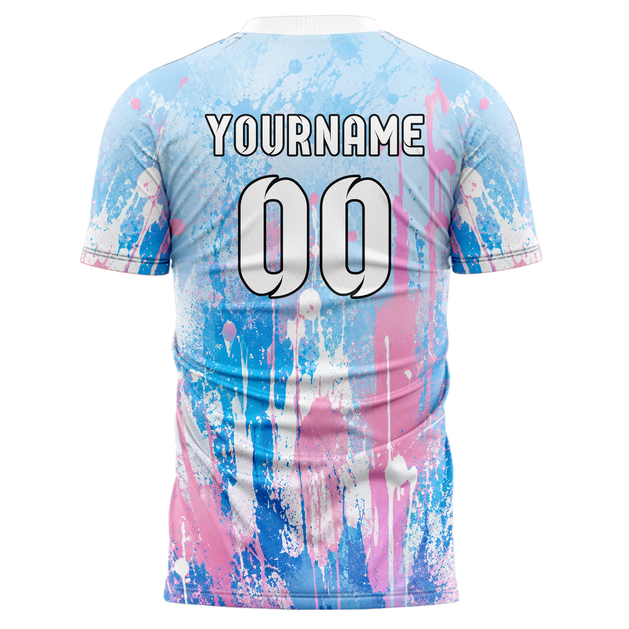 Himmelblau pastelliges Graffiti Drip Paint Design 03-0140 individuelles Fußballtrikot back