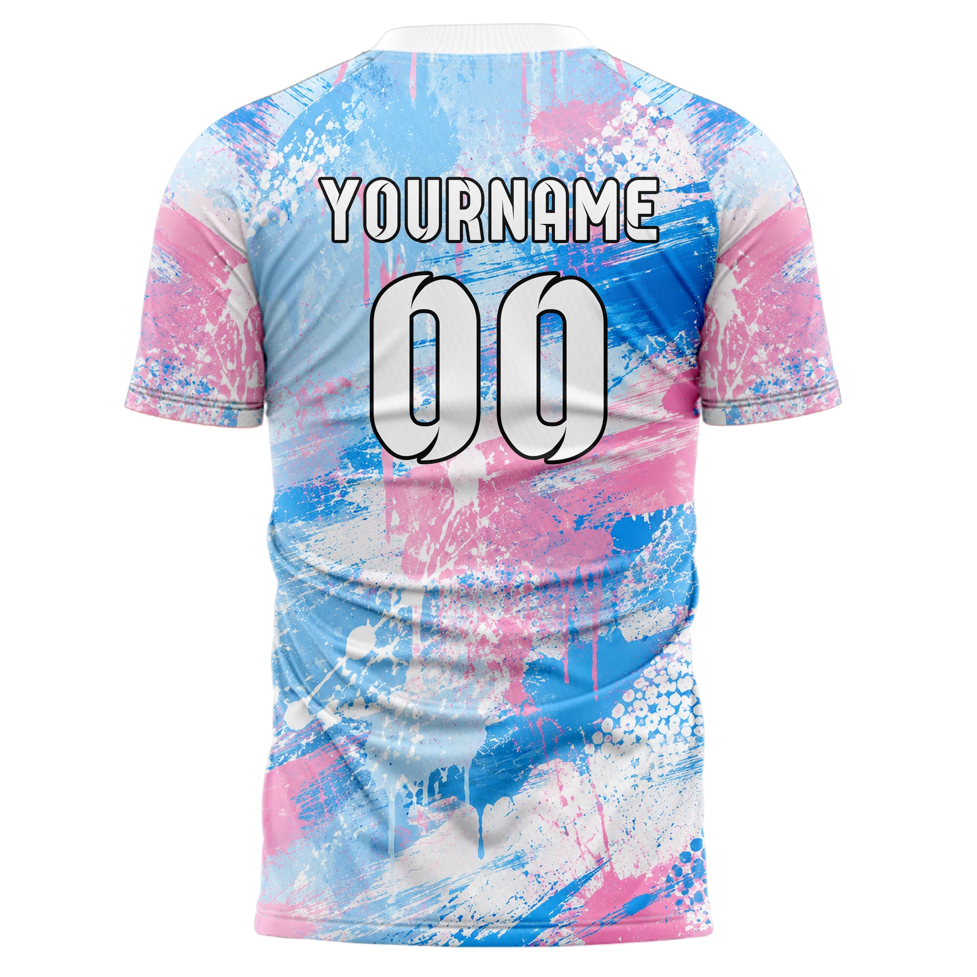 Himmelblau pastelliges Graffiti Grunge Smear Design 03-0113 individuelles Fußballtrikot back