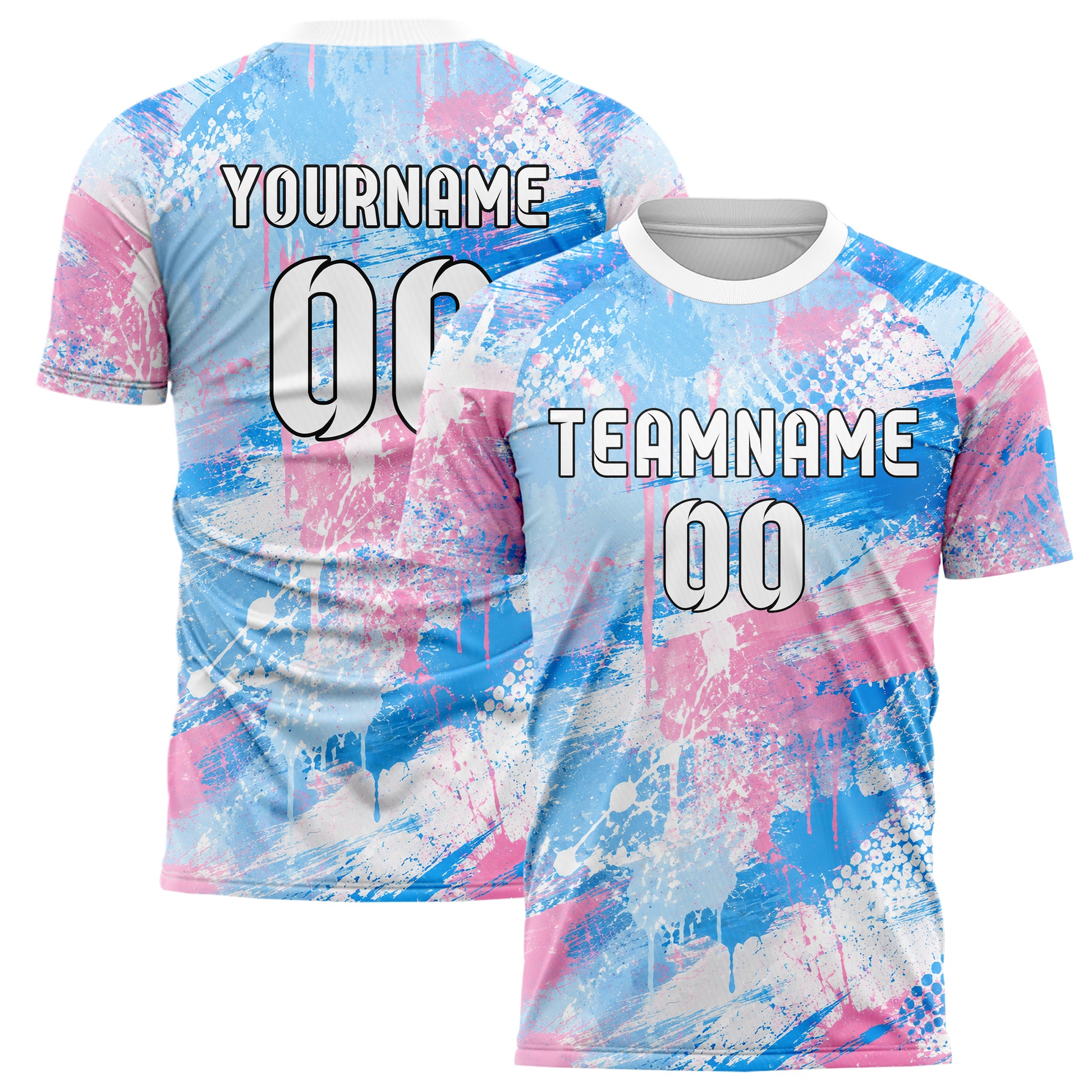 Himmelblau pastelliges Graffiti Grunge Smear Design 03-0113 individuelles Fußballtrikot main