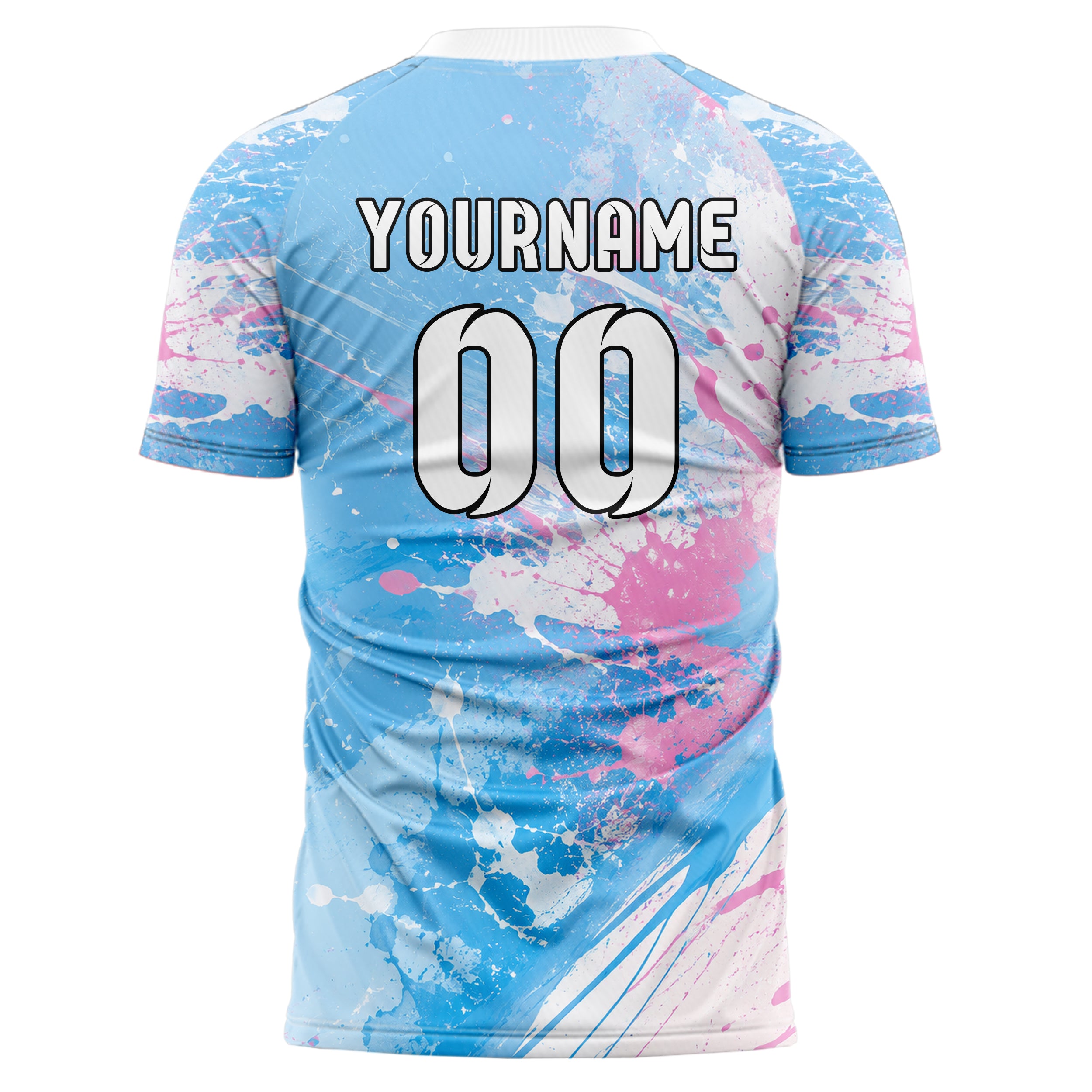 Himmelblau pastelliges Graffiti Ink Splash Design 03-0053 individuelles Fußballtrikot back