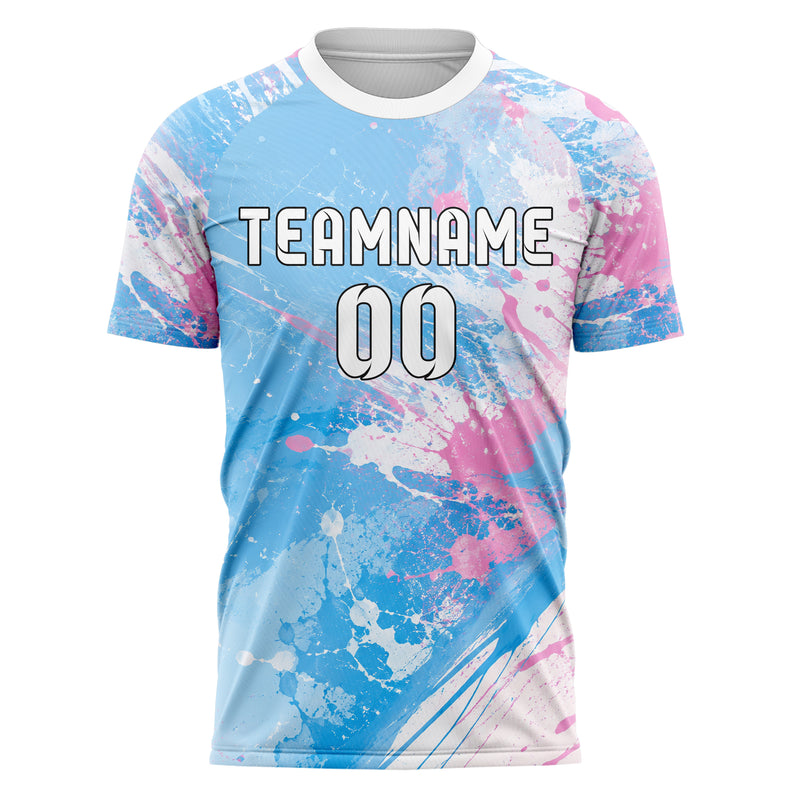 Himmelblau pastelliges Graffiti Ink Splash Design 03-0053 individuelles Fußballtrikot front