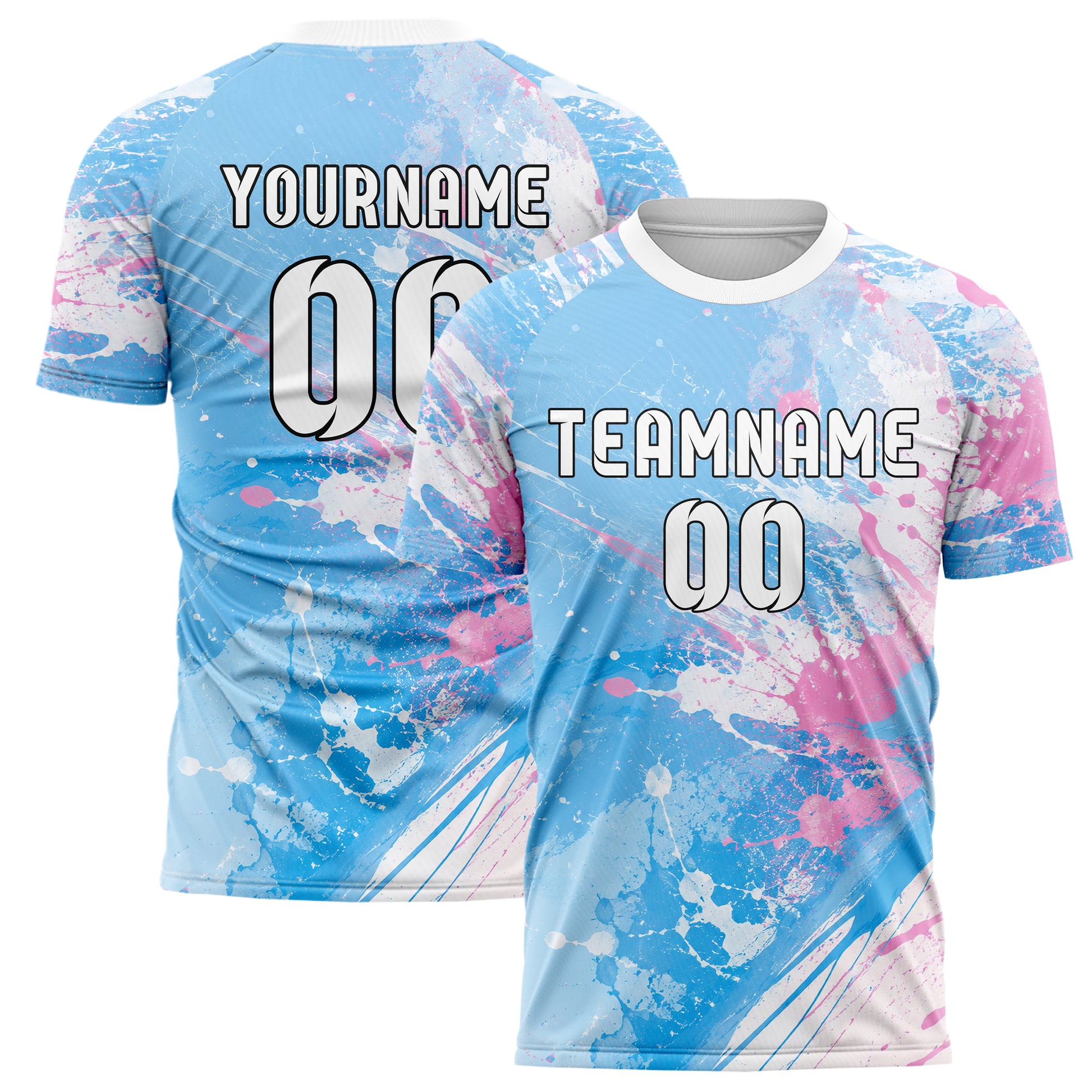 Himmelblau pastelliges Graffiti Ink Splash Design 03-0053 individuelles Fußballtrikot main