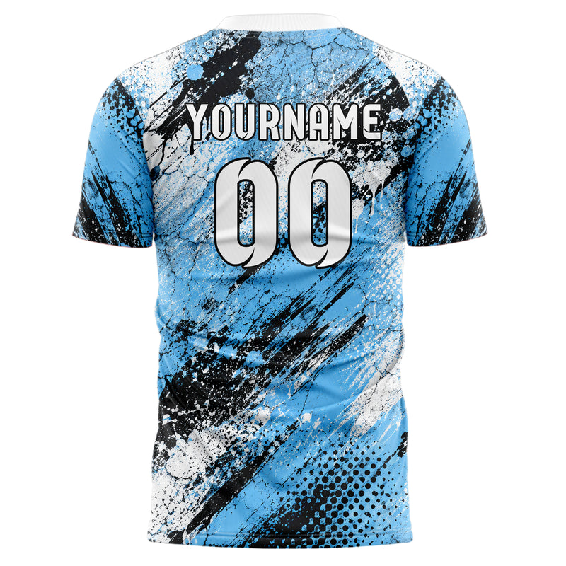 Puderblau lebendiges Graffiti Cracked Texture Design 03-0114 individuelles Fußballtrikot back