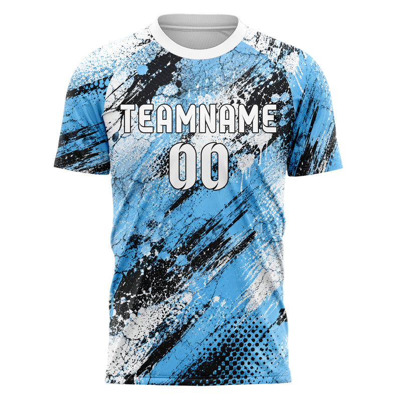Puderblau lebendiges Graffiti Cracked Texture Design 03-0114 individuelles Fußballtrikot front