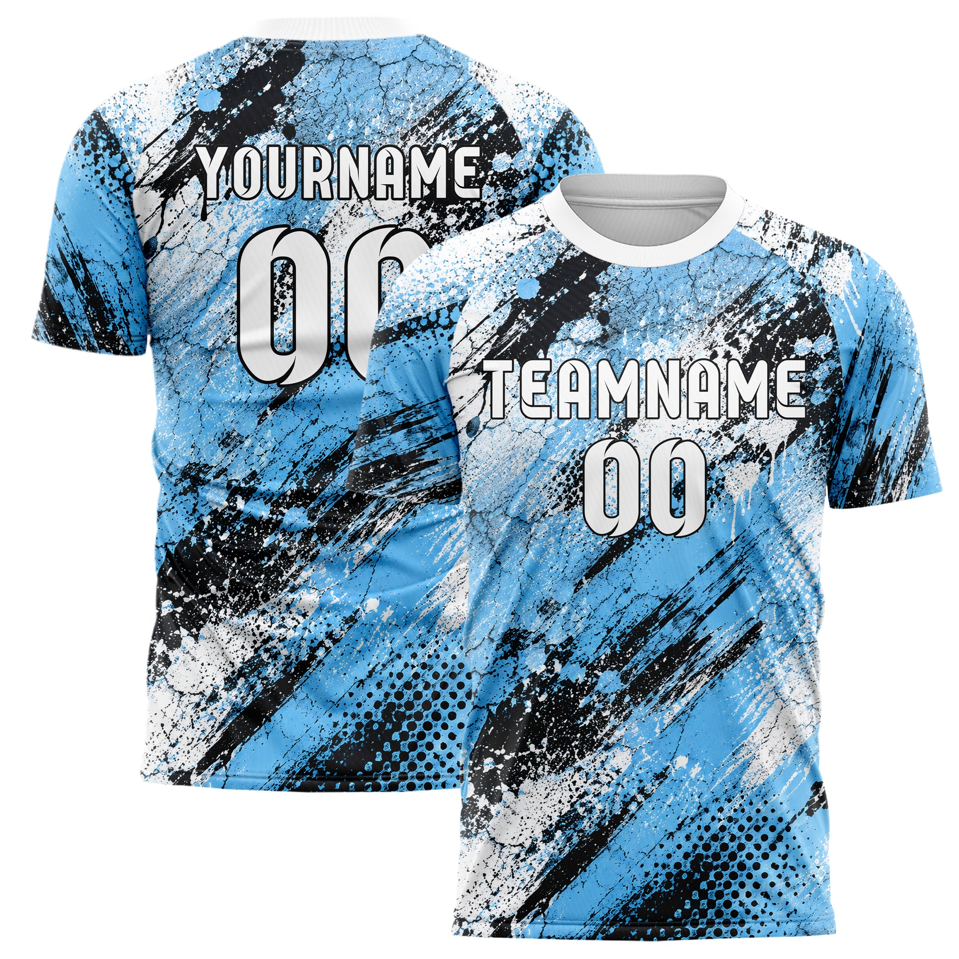 Puderblau lebendiges Graffiti Cracked Texture Design 03-0114 individuelles Fußballtrikot main