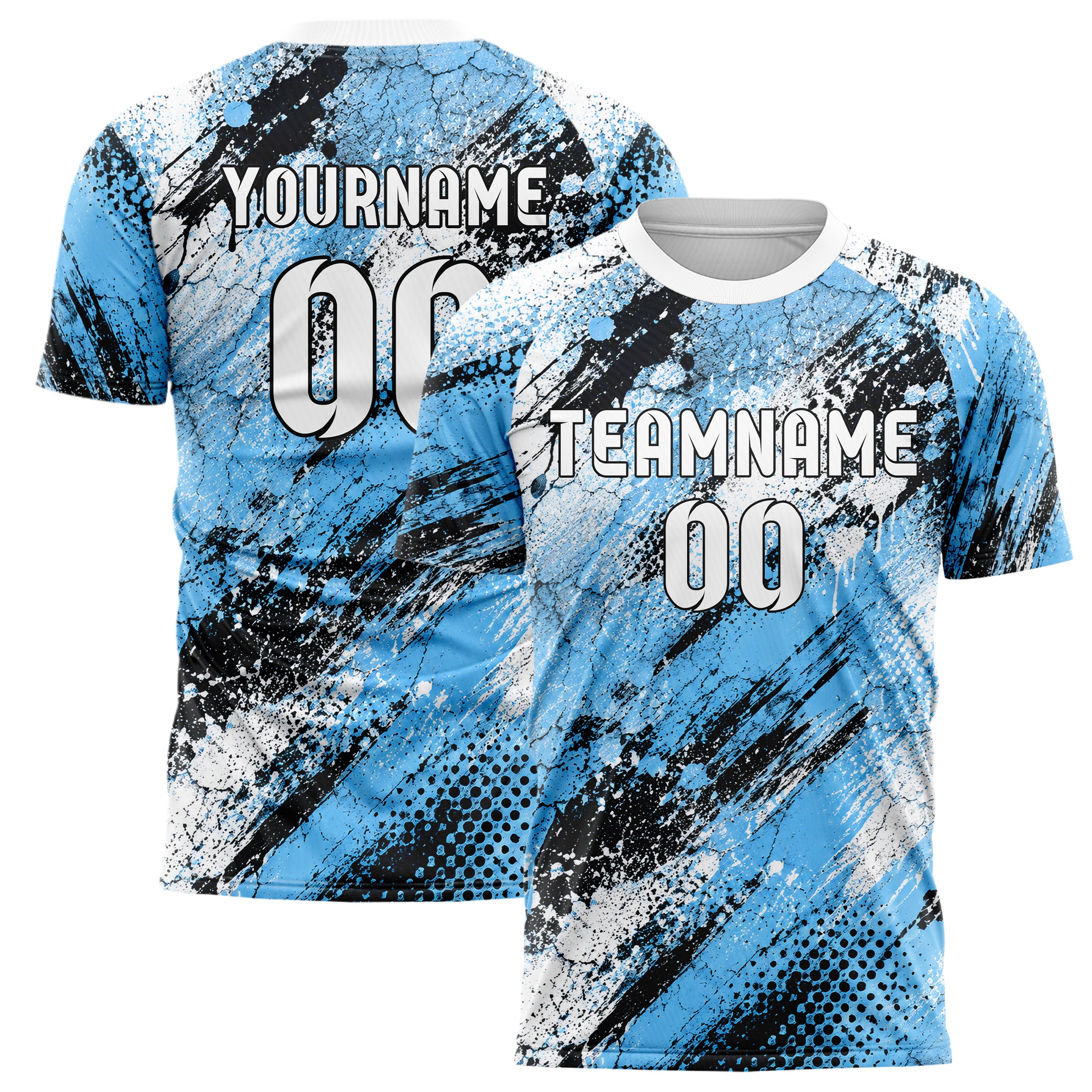 Puderblau lebendiges Graffiti Cracked Texture Design 03-0114 individuelles Fußballtrikot main