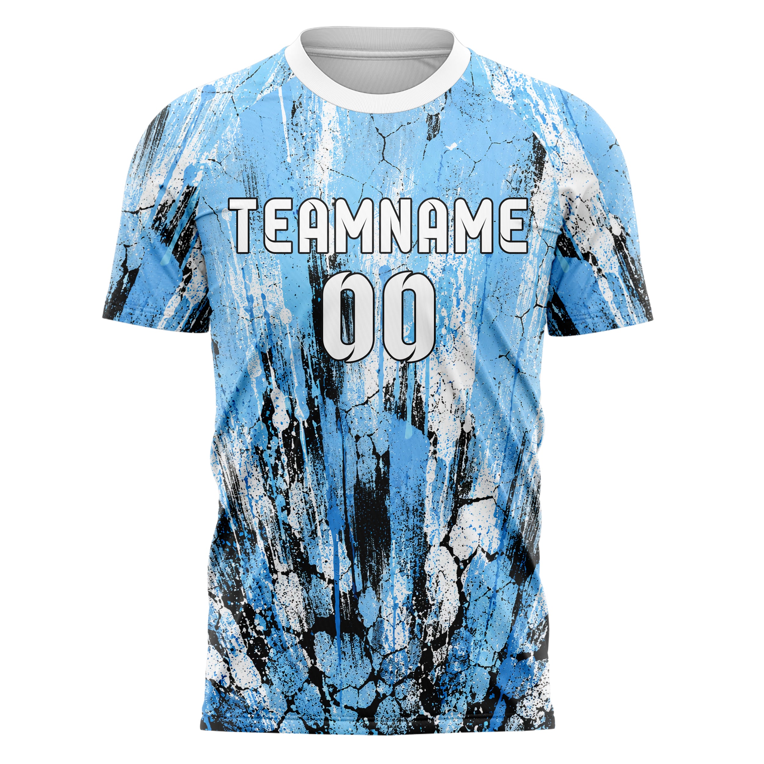 Puderblau lebendiges Graffiti Cracked Texture Design 03-0162 individuelles Fußballtrikot front
